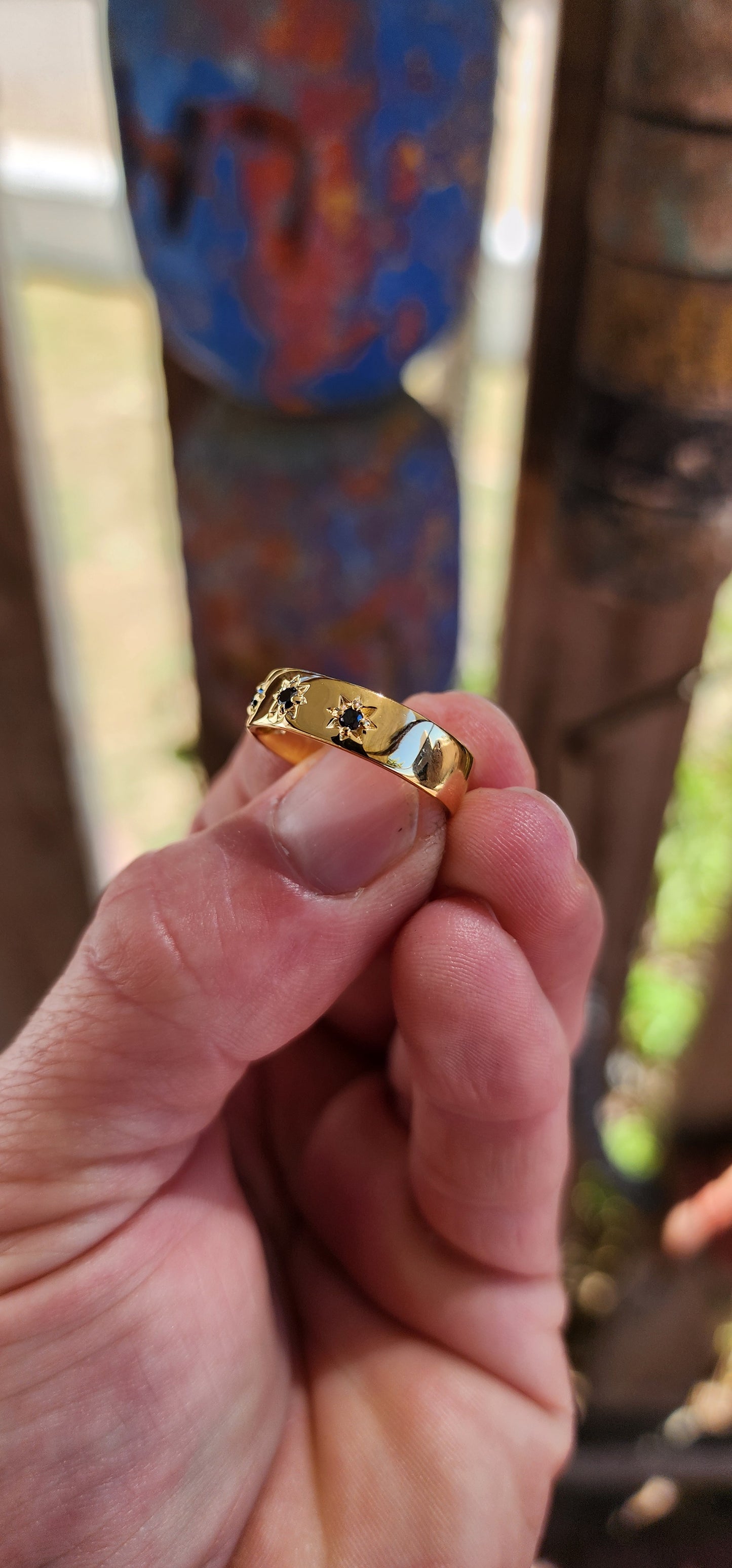 Marvelous Black Diamond Unisex Gypsy-Style Ring.