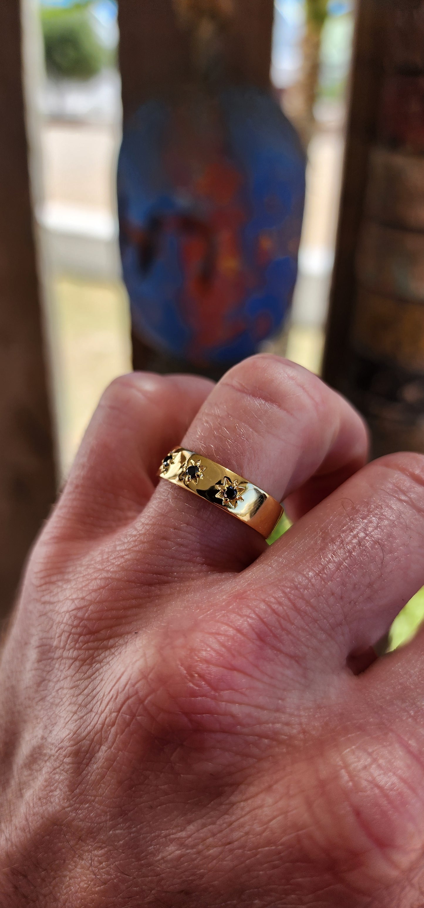 Marvelous Black Diamond Unisex Gypsy-Style Ring.