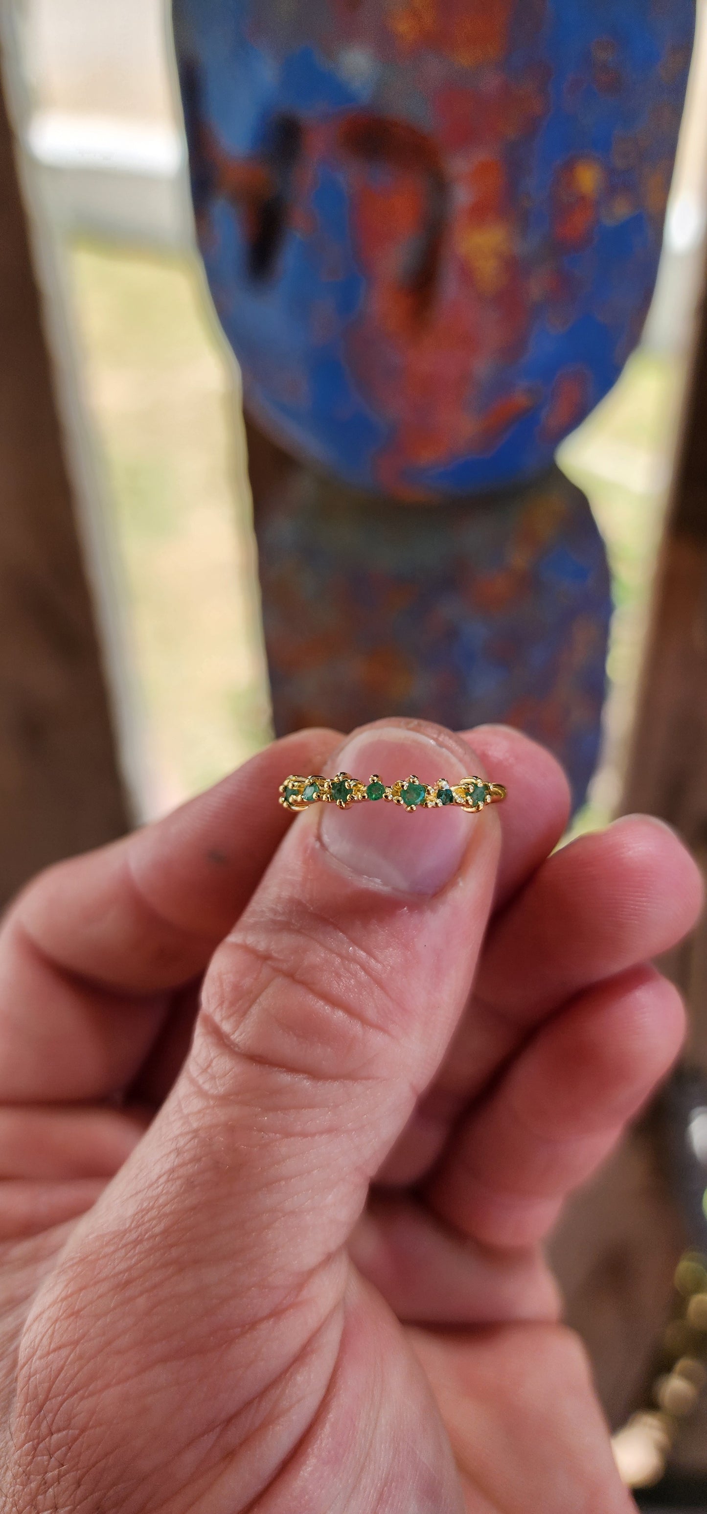 Emerald Sparkle Stacking Ring (Half Eternity Style).