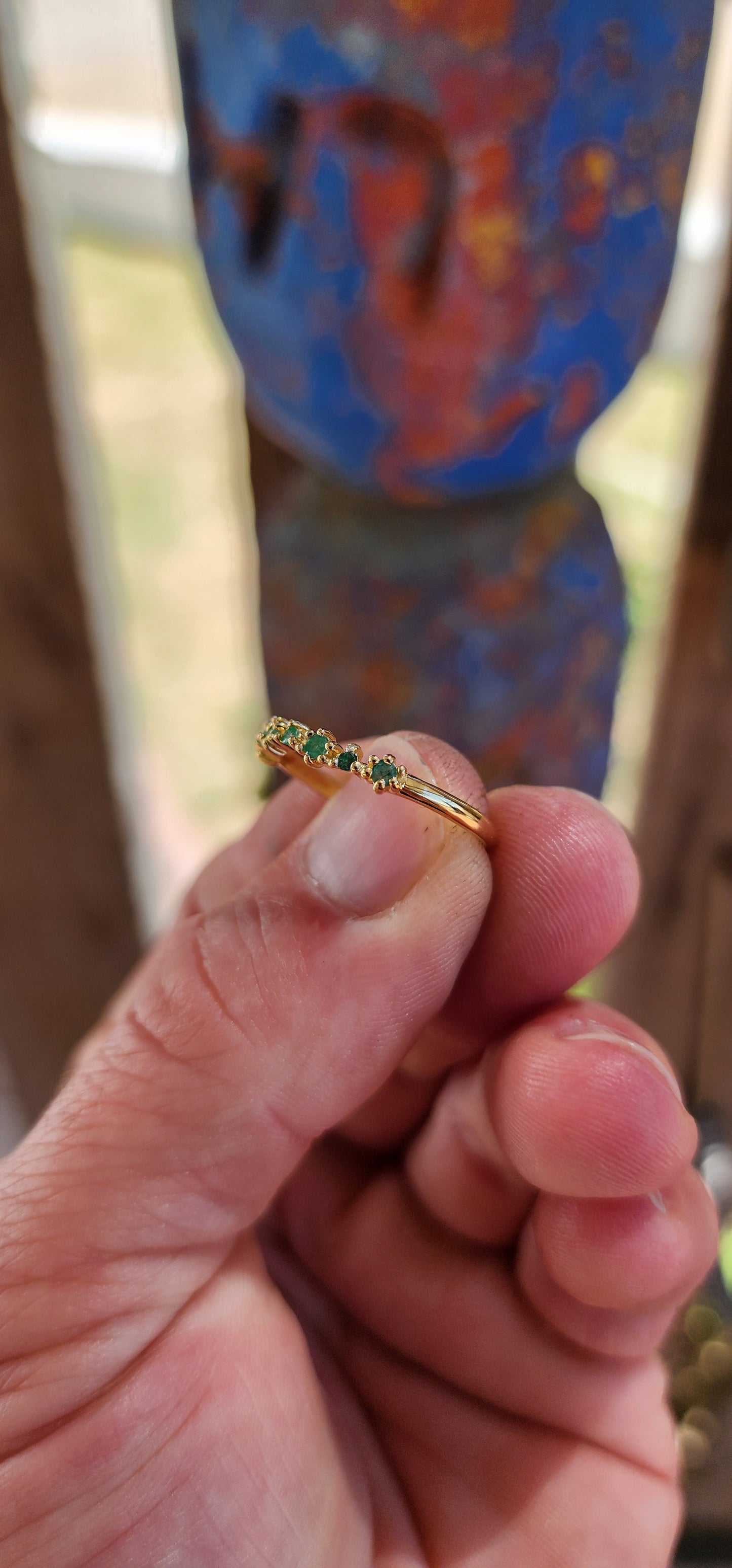 Emerald Sparkle Stacking Ring (Half Eternity Style).