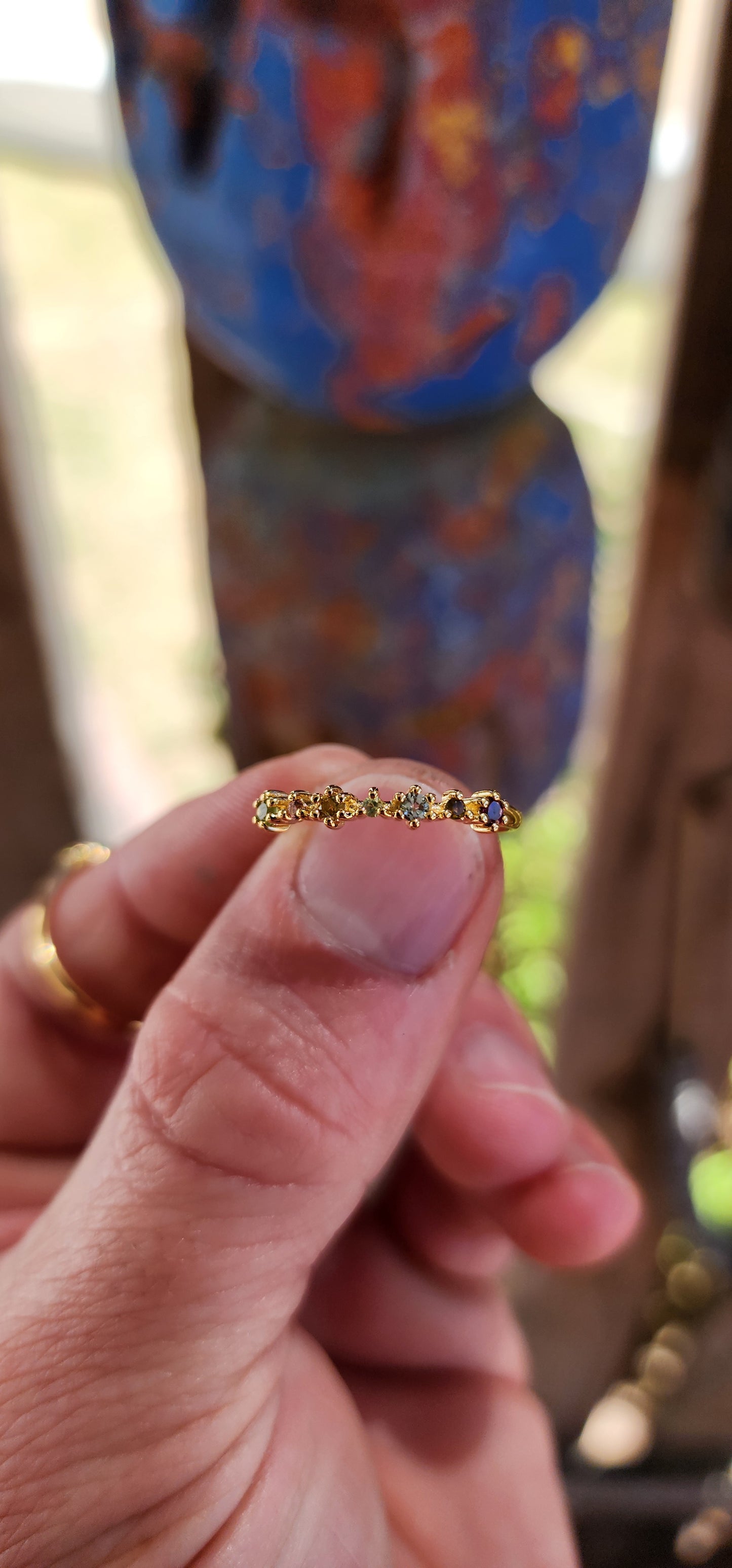 Multi-Colour Tourmaline Stacking Ring  (Half Eternity Style).