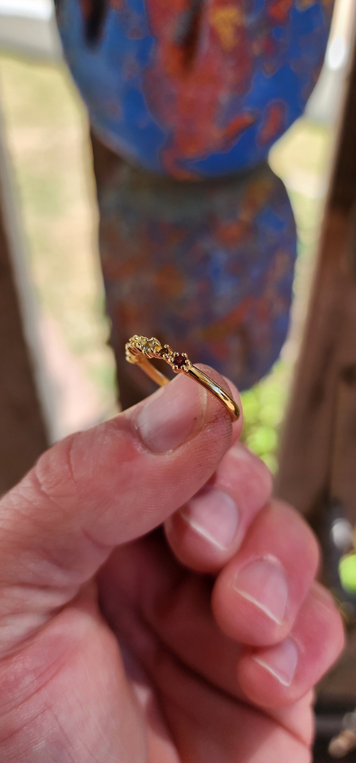 Multi-Colour Tourmaline Stacking Ring  (Half Eternity Style).