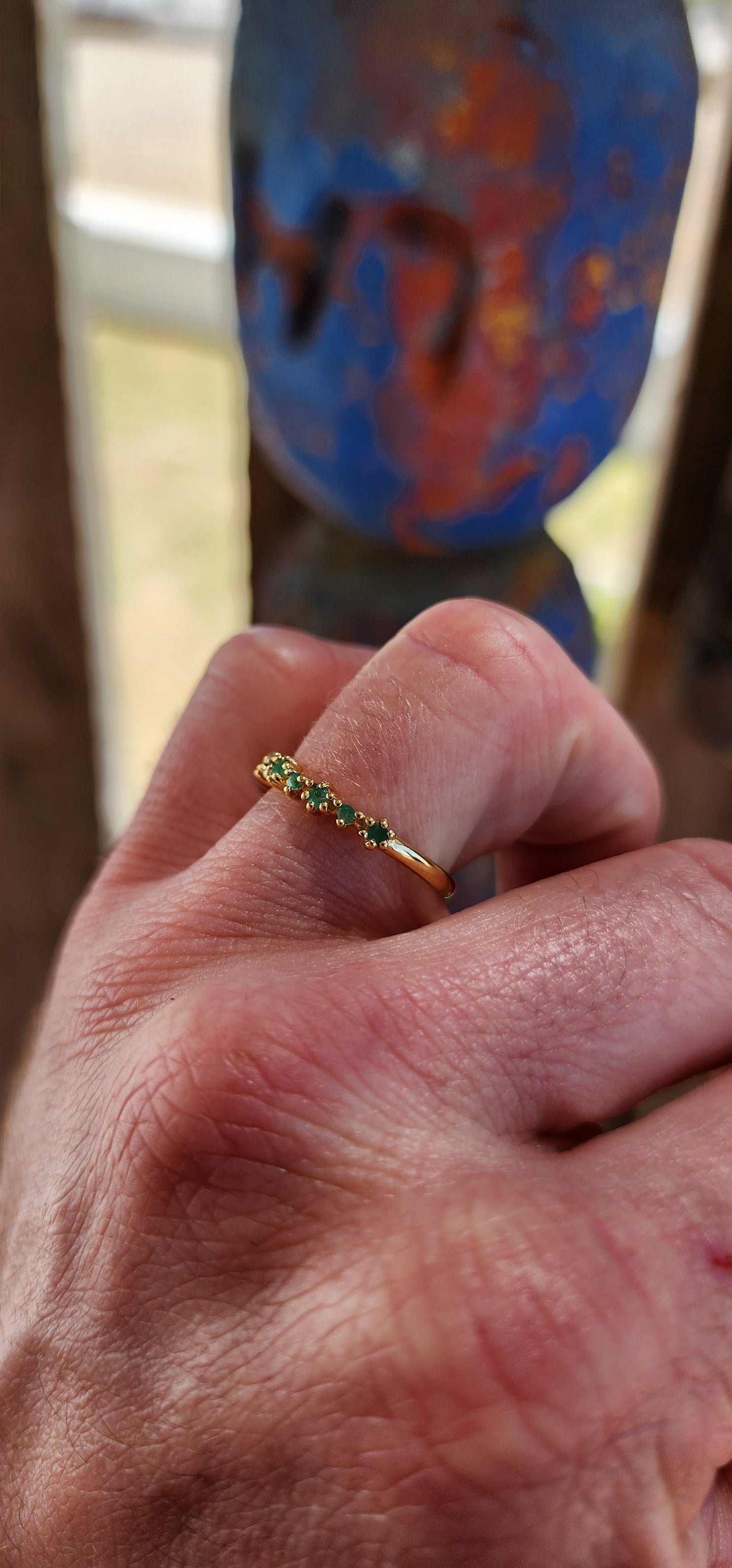 Emerald Sparkle Stacking Ring (Half Eternity Style).