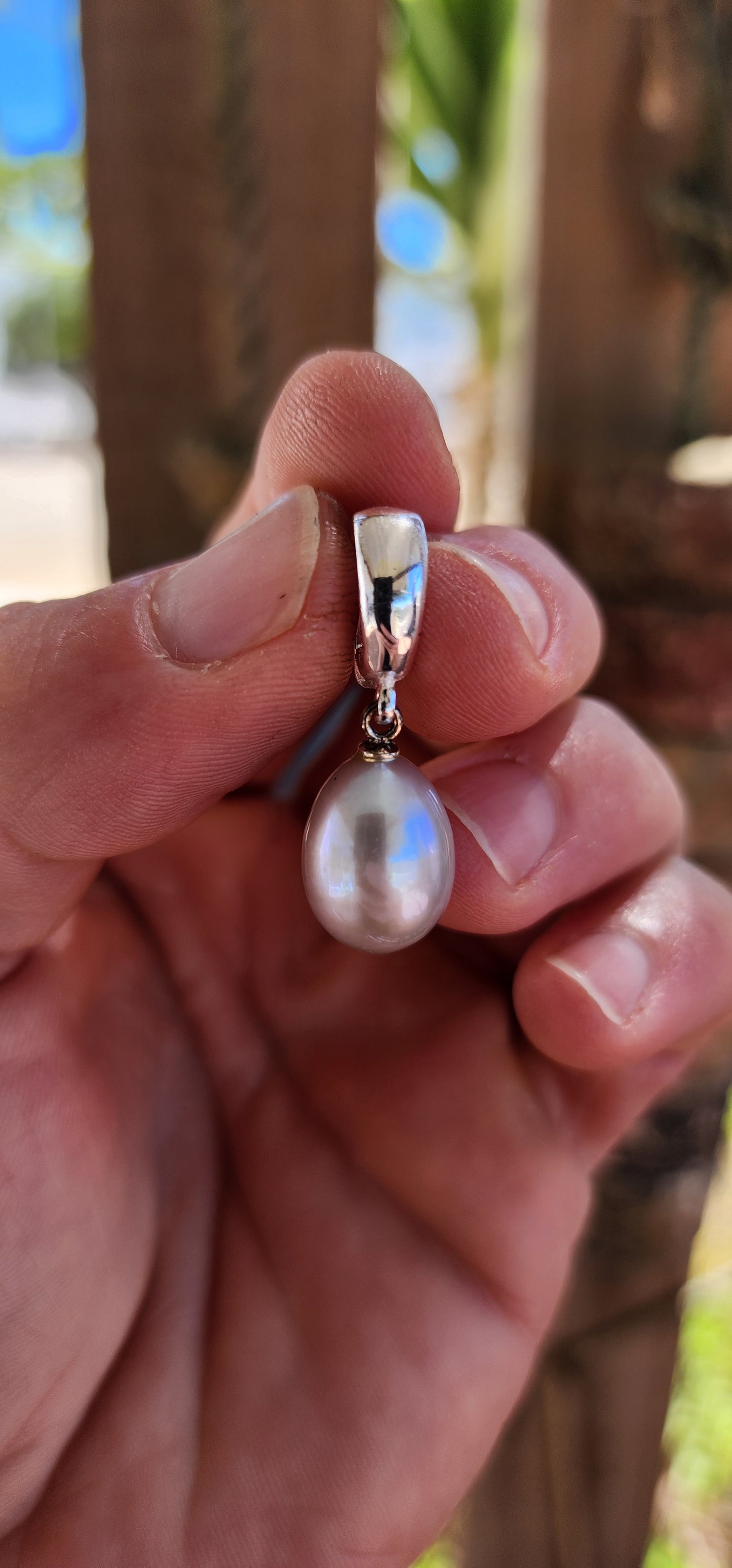 Classic Sterling Silver & Smoky Grey Pearl Enhancer Pendant.