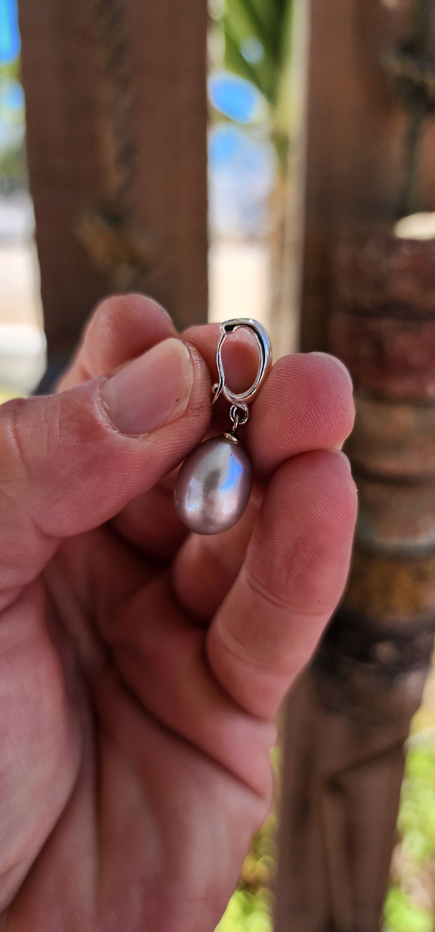 Classic Sterling Silver & Smoky Grey Pearl Enhancer Pendant.
