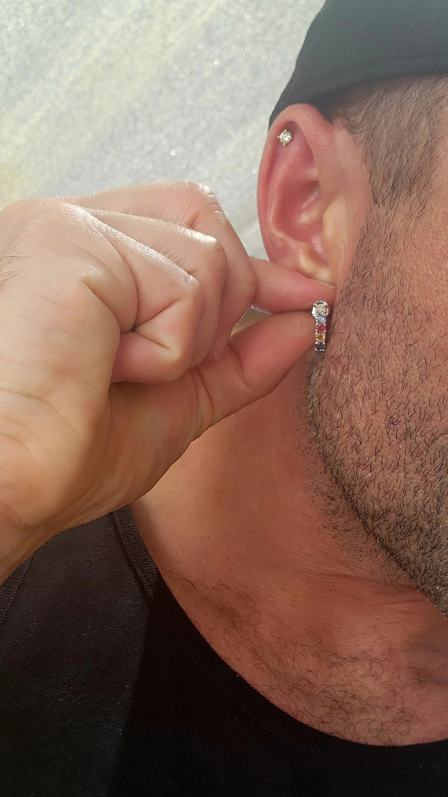 Multicolour Sapphire Linear Stud Earrings.