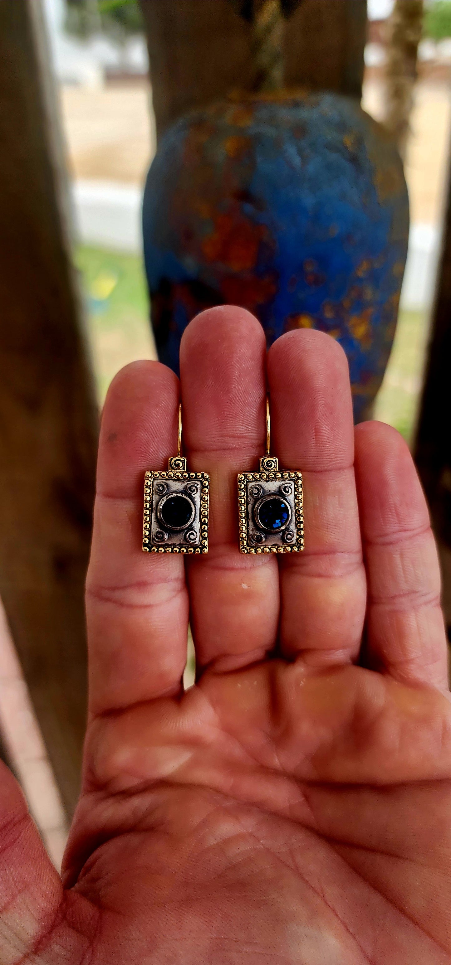 A beautiful pair of antique revival-style designer costume earrings by renowned Israeli jewellery house Danon.