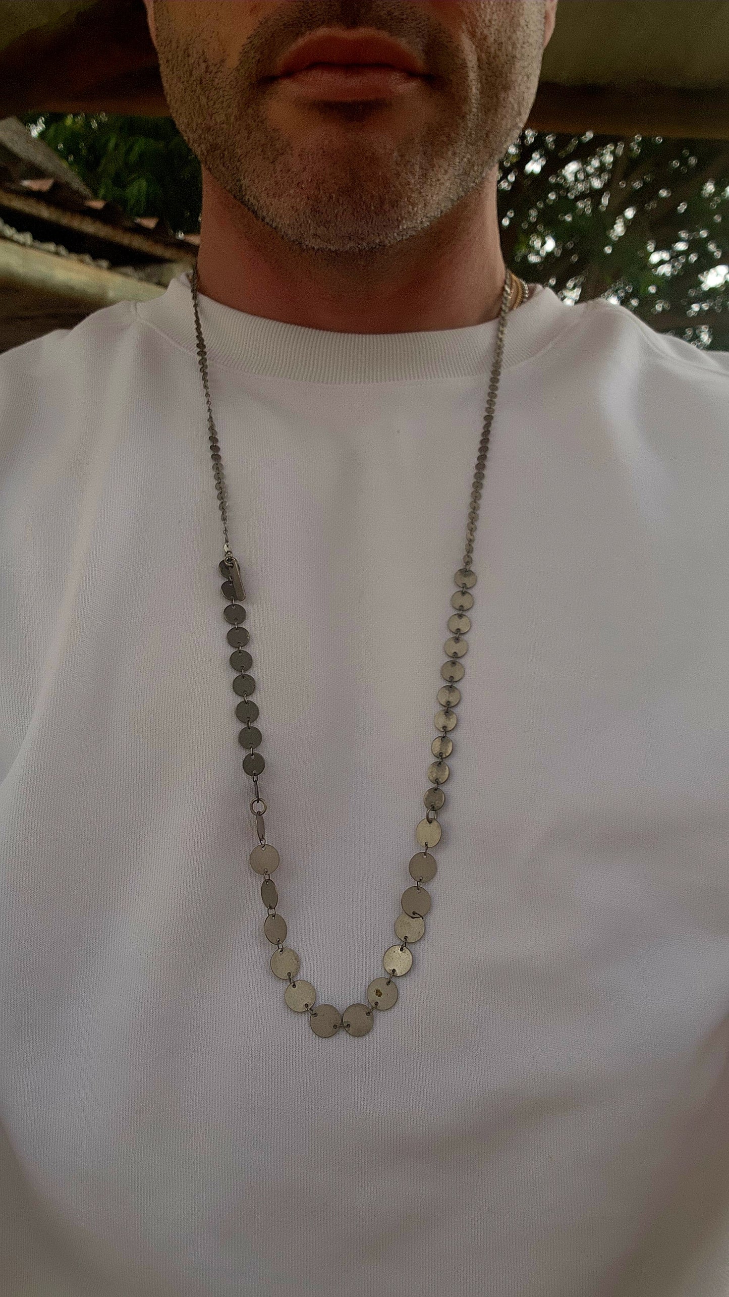 This unusual extra-length designer necklace is crafted by renowned Israeli jewellery designer Hagar Satat — known for her architectural, industrial-inspired pieces that balance femininity with raw structure.