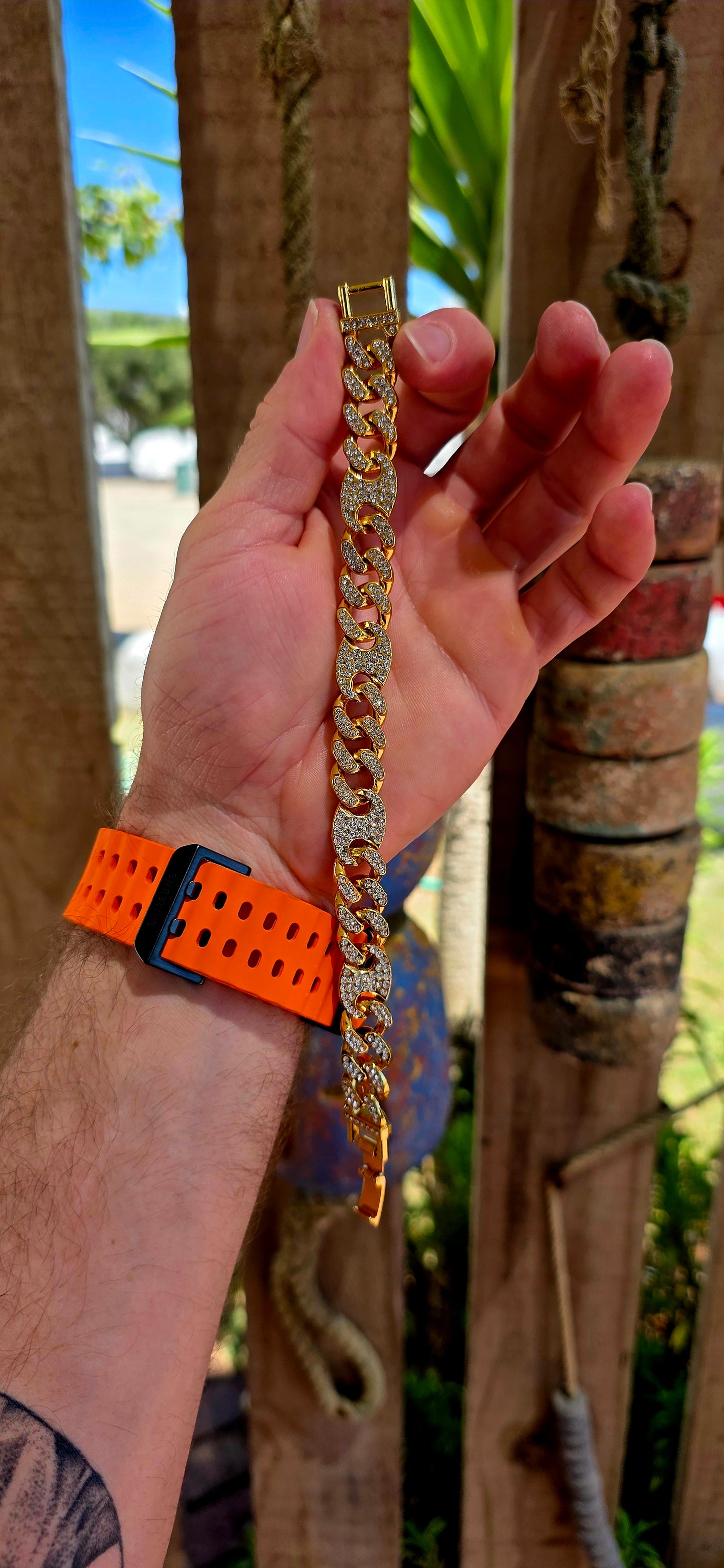 Chunky Pavé Cuban x Mariner Link Statement Bracelet.