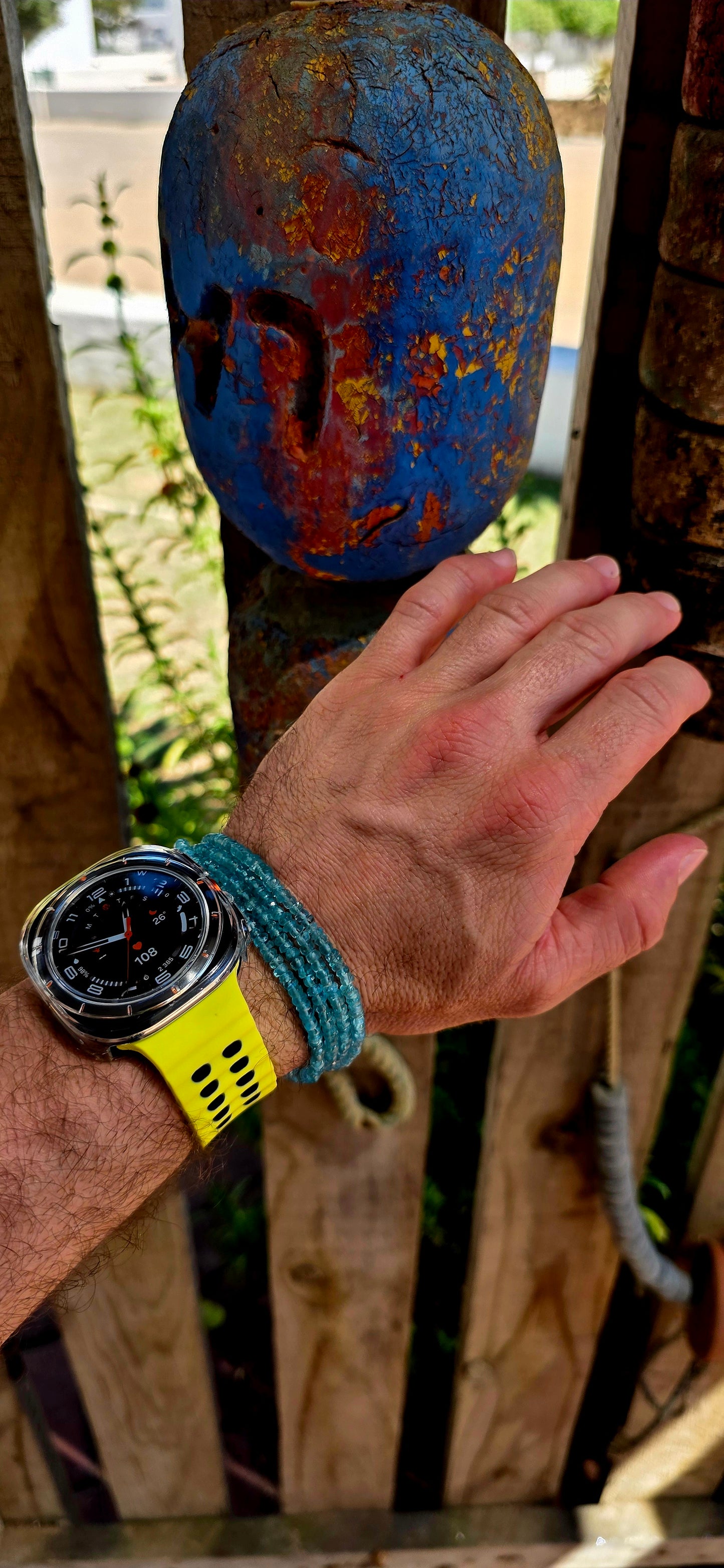 This beautiful necklace is crafted from two strands of faceted blue apatite gemstone beads, each bead cut into tiny rondelles that catch the light with a subtle sparkle.