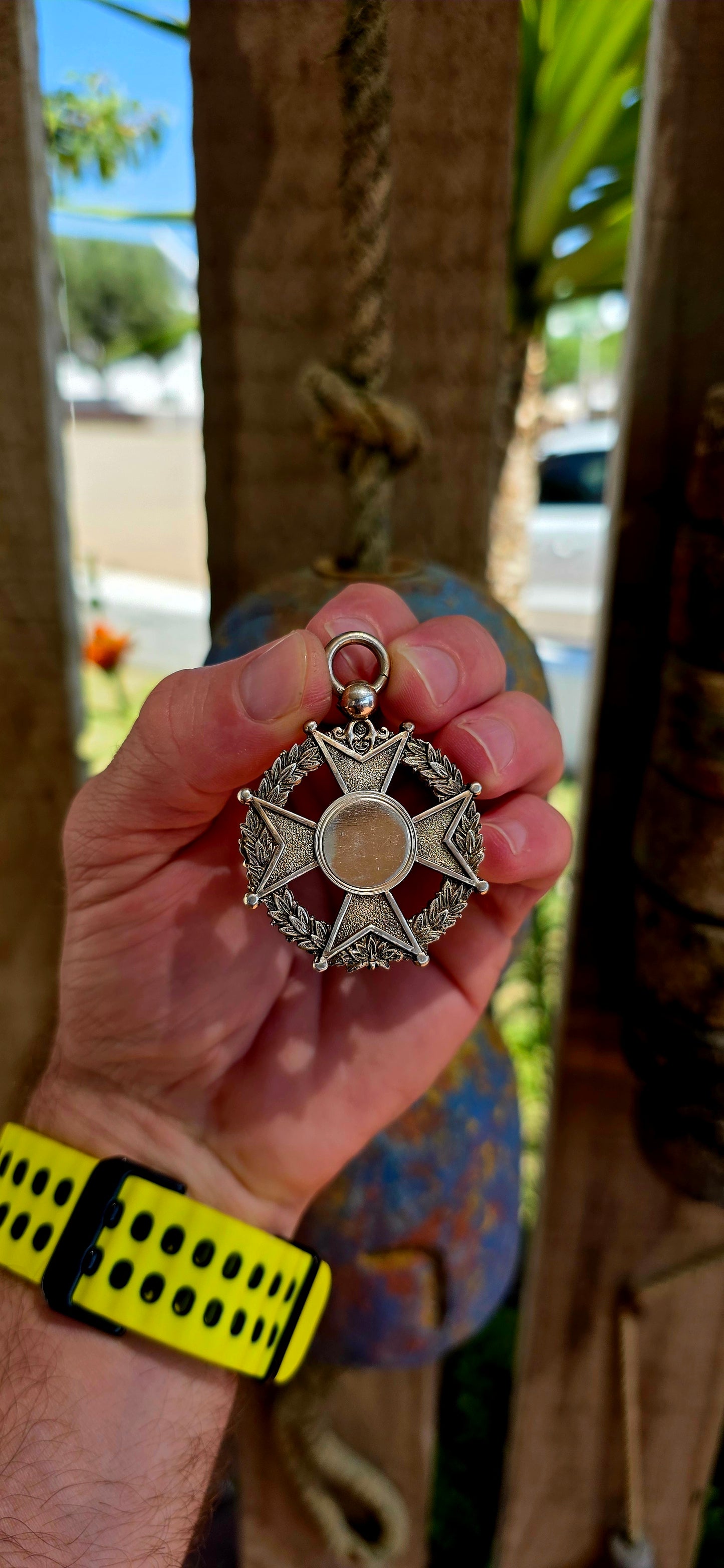 A truly exceptional and generously sized antique fob pendant, dating to circa 1887, and crafted in solid hallmarked sterling silver by the renowned Birmingham silversmith William James Dingley.