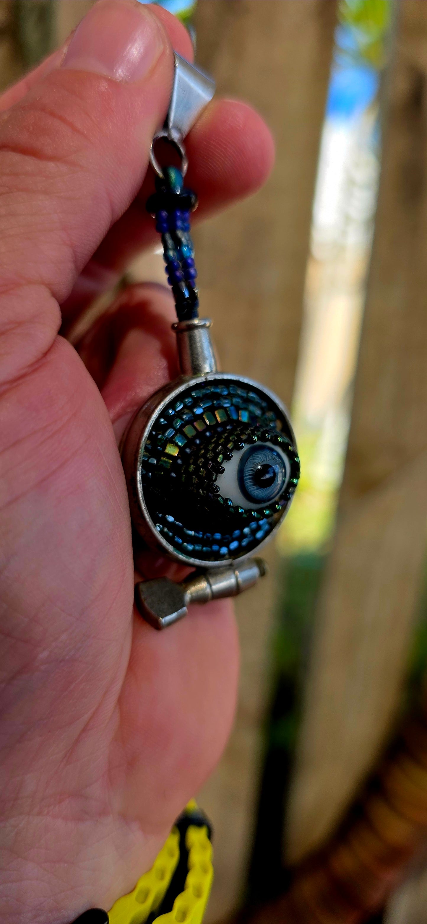 How insanely cool is this piece!! A truly one-of-a-kind artisan-made pendant, blending curiosity, symbolism, and craftsmanship into something that feels both mystical and slightly surreal.