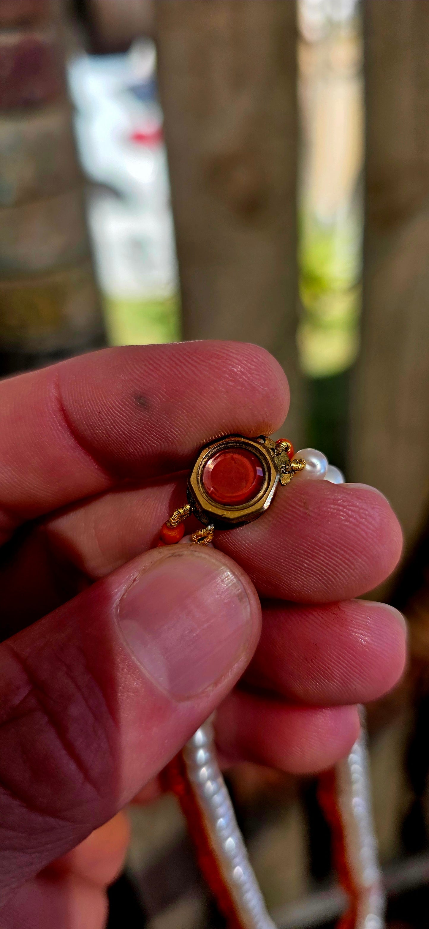 Rare Find - Georgian Stuart Crystal clasp necklace with Coral and Pearls.