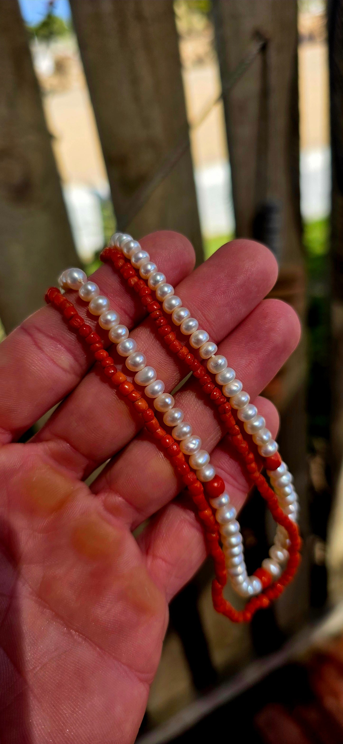 Rare Find - Georgian Stuart Crystal clasp necklace with Coral and Pearls.