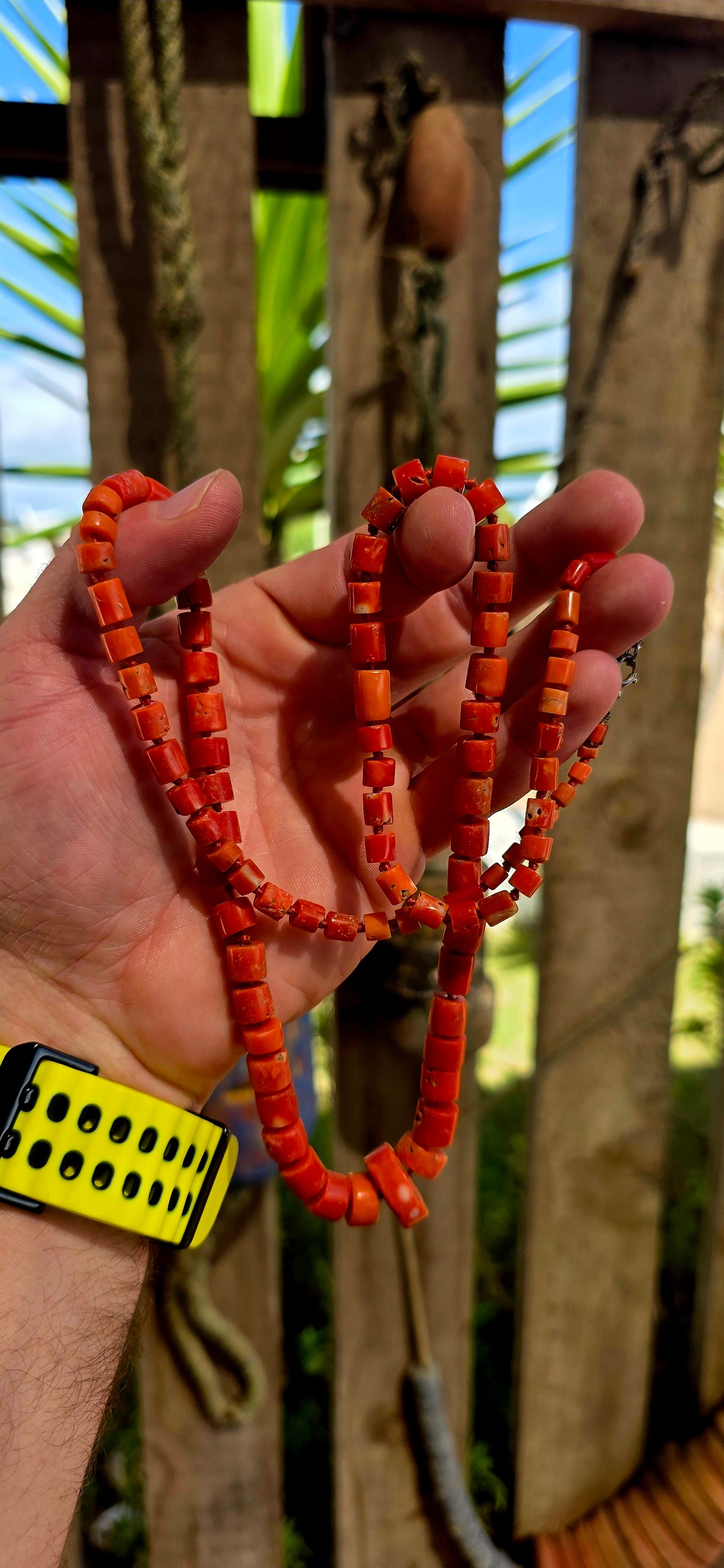A truly exceptional and increasingly scarce find — this beautiful antique necklace is crafted from genuine Sciacca coral, celebrated for its rich sunset orange tones and historic origins in the Mediterranean.