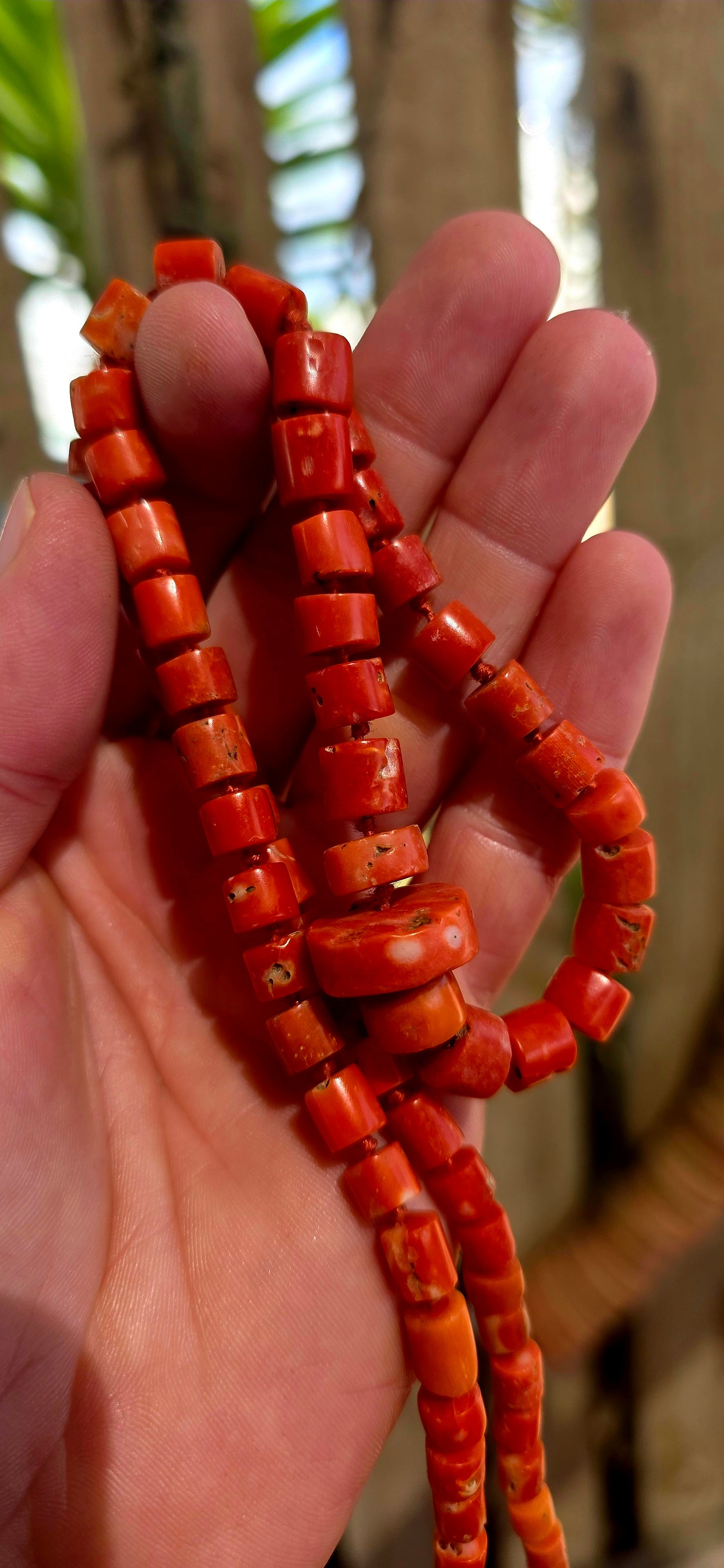 A truly exceptional and increasingly scarce find — this beautiful antique necklace is crafted from genuine Sciacca coral, celebrated for its rich sunset orange tones and historic origins in the Mediterranean.