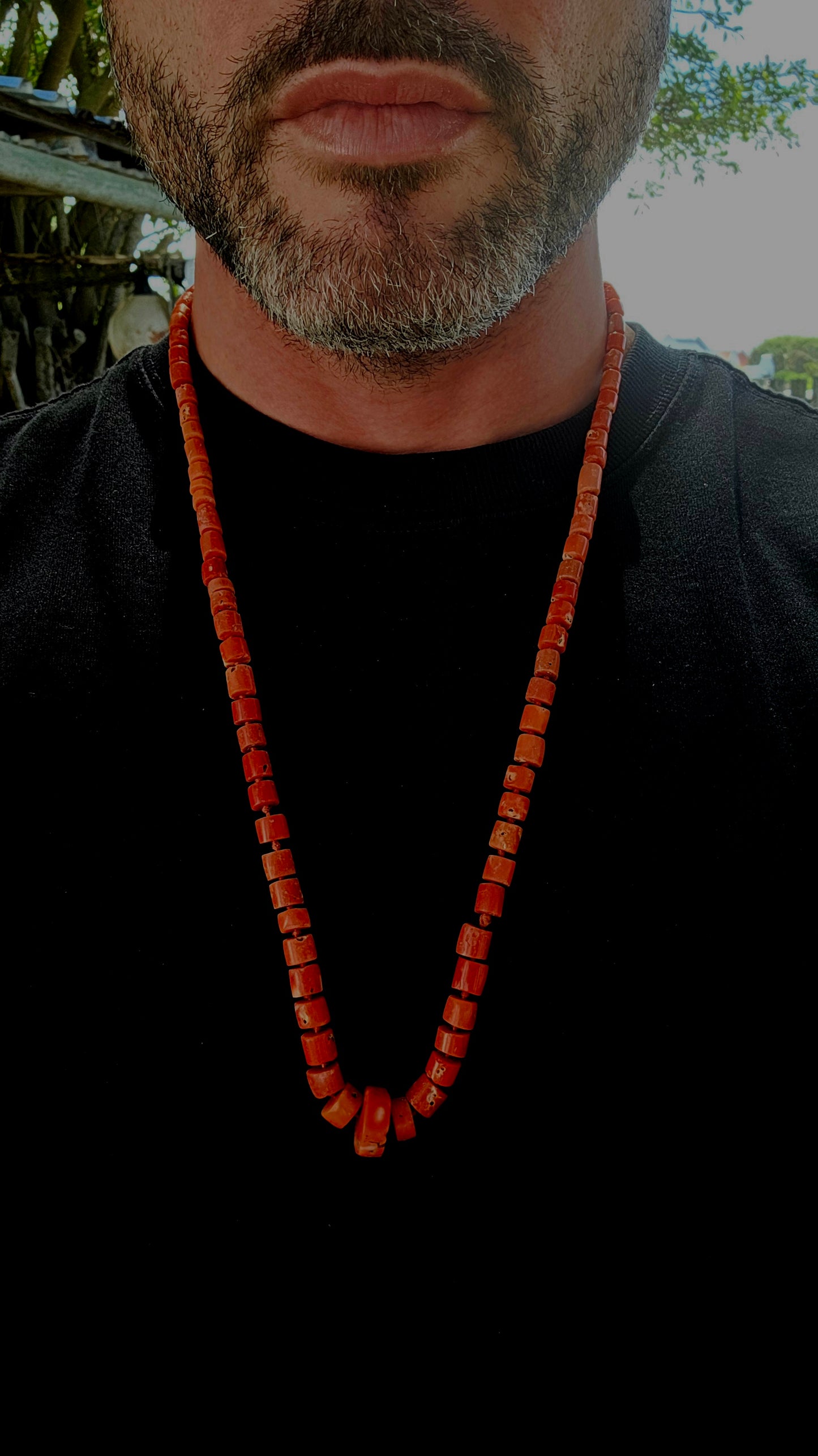 A truly exceptional and increasingly scarce find — this beautiful antique necklace is crafted from genuine Sciacca coral, celebrated for its rich sunset orange tones and historic origins in the Mediterranean.