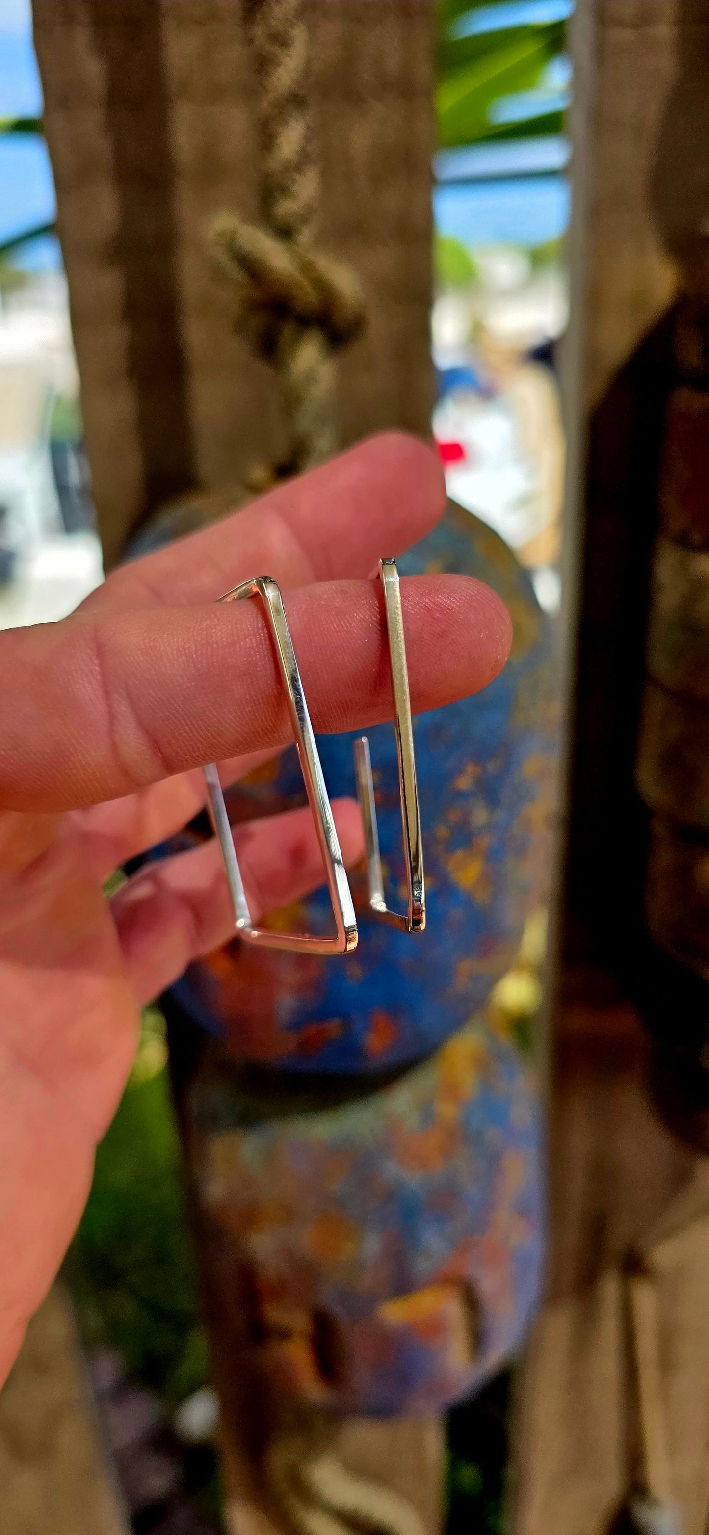 A striking pair of modernist statement hoo0 earrings, crafted in solid sterling silver and designed in a bold geometric square silhouette — clean lines, strong angles, and serious presence.