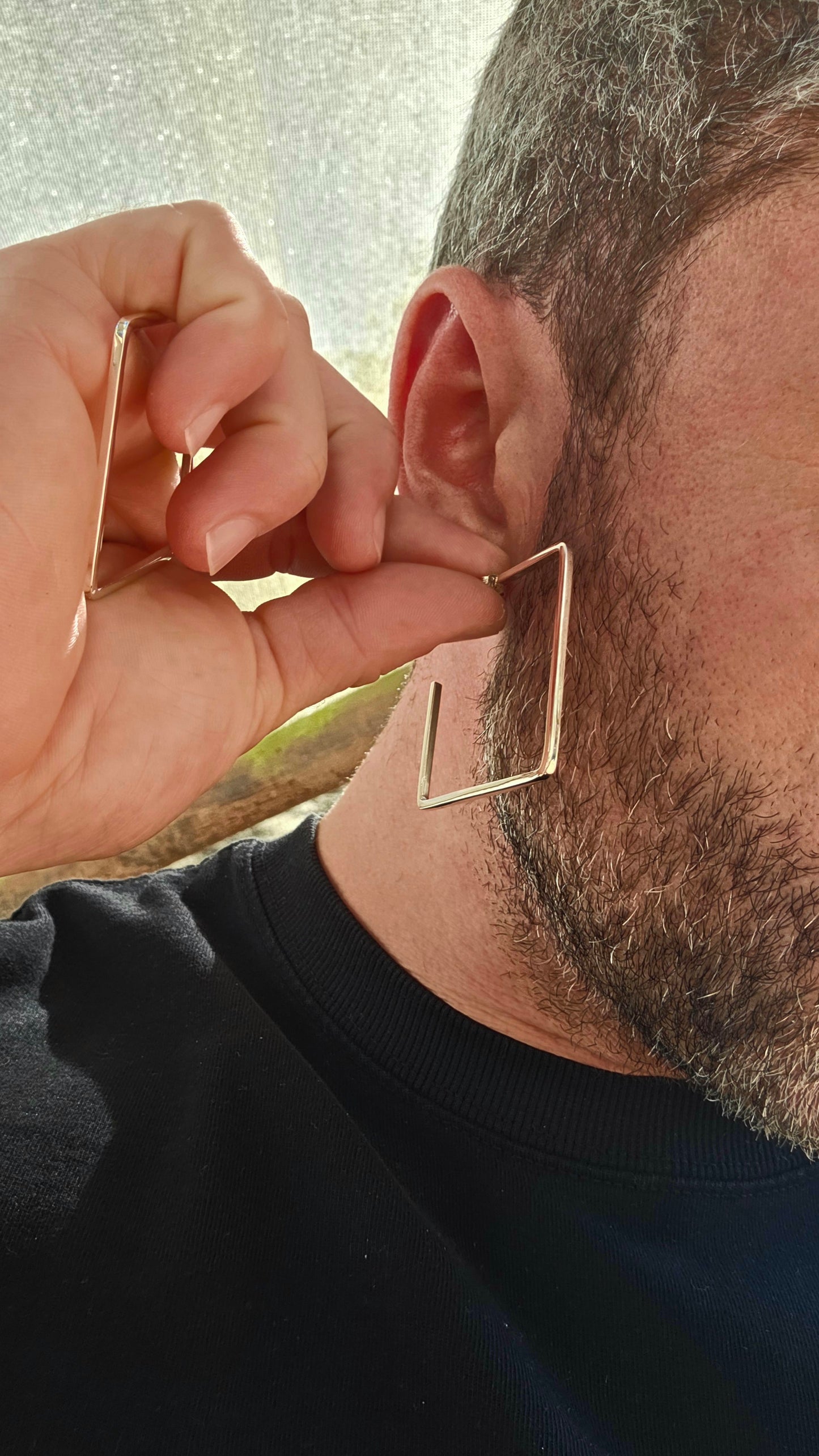 A striking pair of modernist statement hoo0 earrings, crafted in solid sterling silver and designed in a bold geometric square silhouette — clean lines, strong angles, and serious presence.