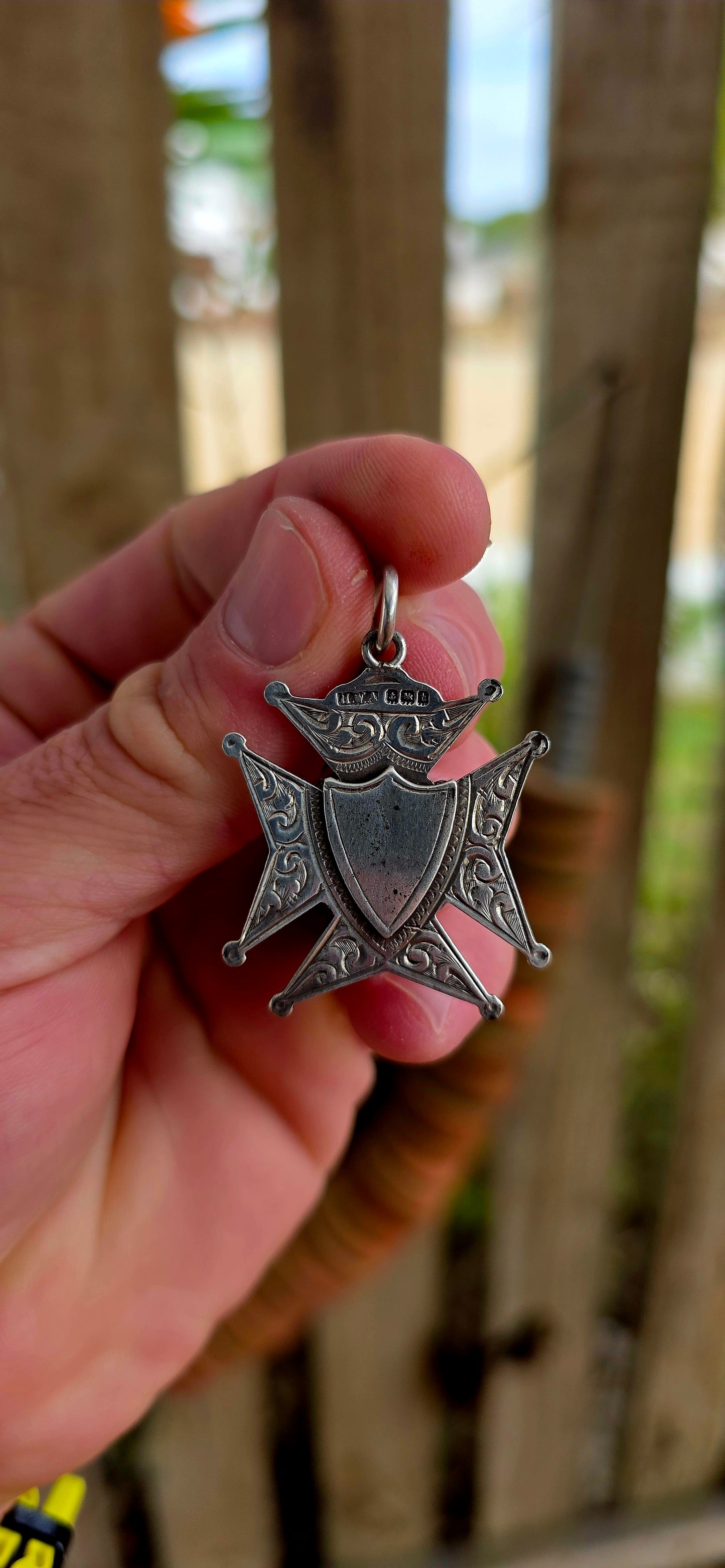 A substantial antique Hallmarked sterling silver fob pendant, fully hallmarked for Birmingham, 1918, and crafted by H.W. Ashford & Co — a respected name in English silversmithing.