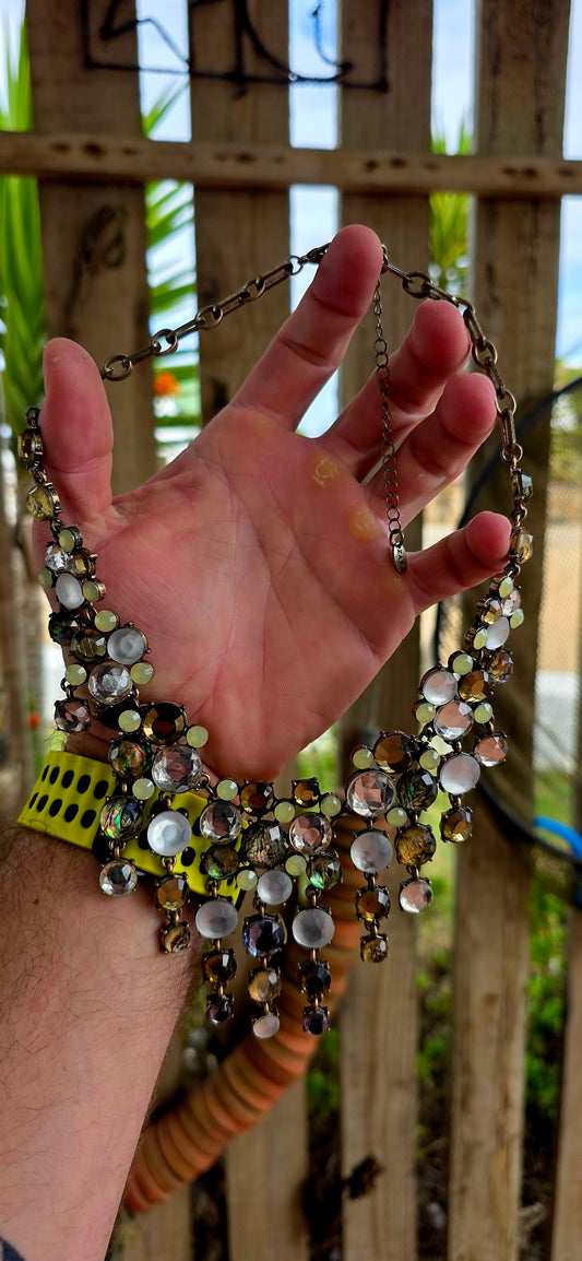 A chunky designer costume bib / waterfall necklace by Zara, from a now discontinued collection — making it that much more collectible.