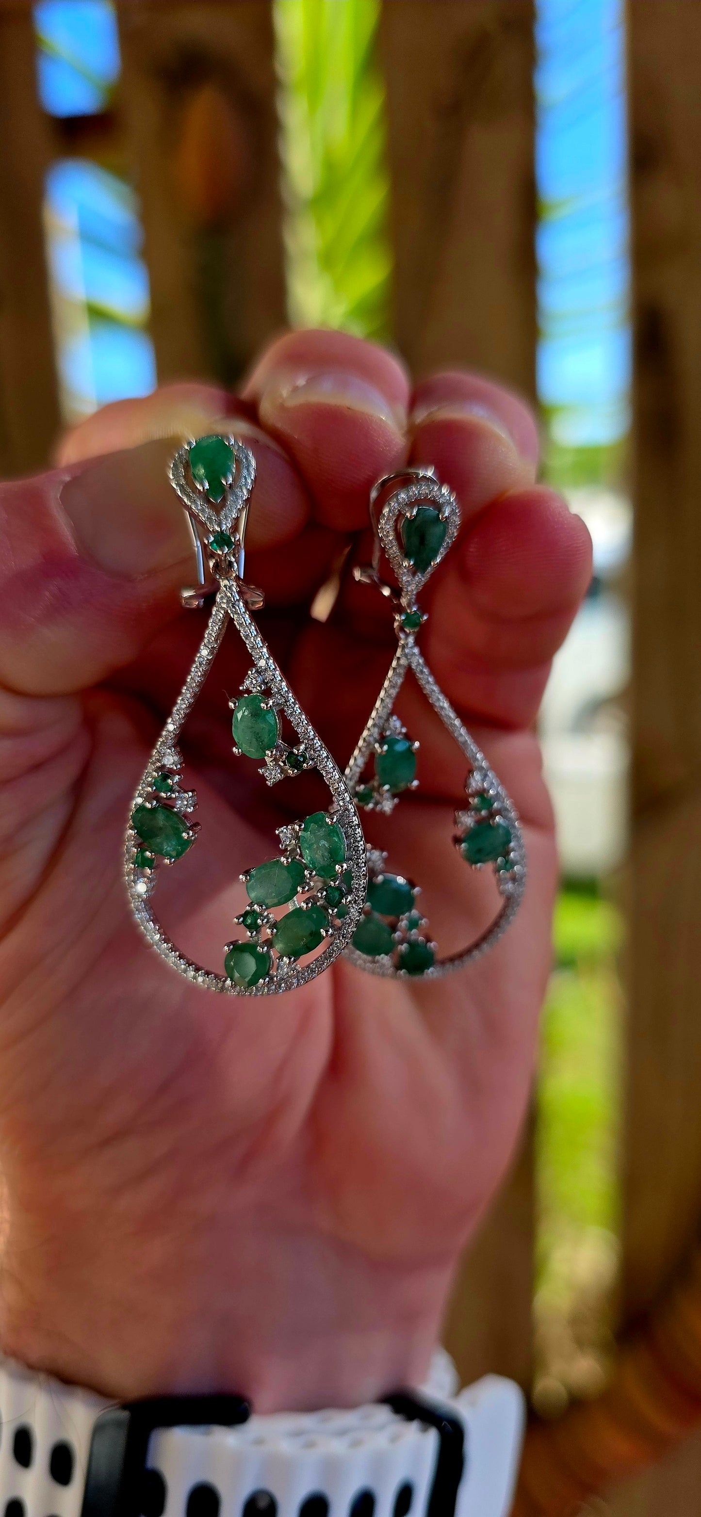 A generously sized pair of sterling silver statement drop earrings, designed in an elegant elongated pear-shaped (teardrop) silhouette that moves beautifully with every turn.
