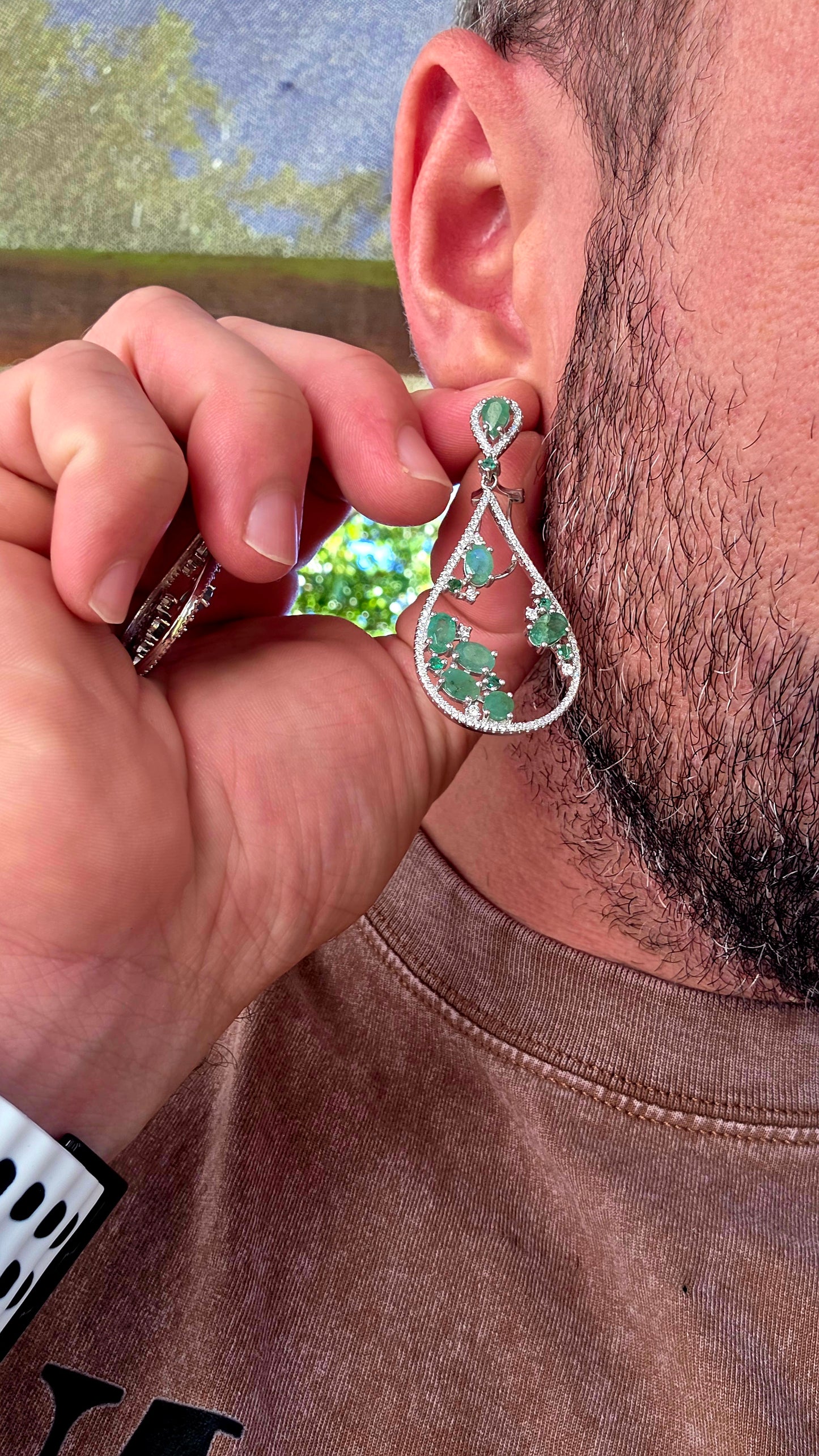 A generously sized pair of sterling silver statement drop earrings, designed in an elegant elongated pear-shaped (teardrop) silhouette that moves beautifully with every turn.