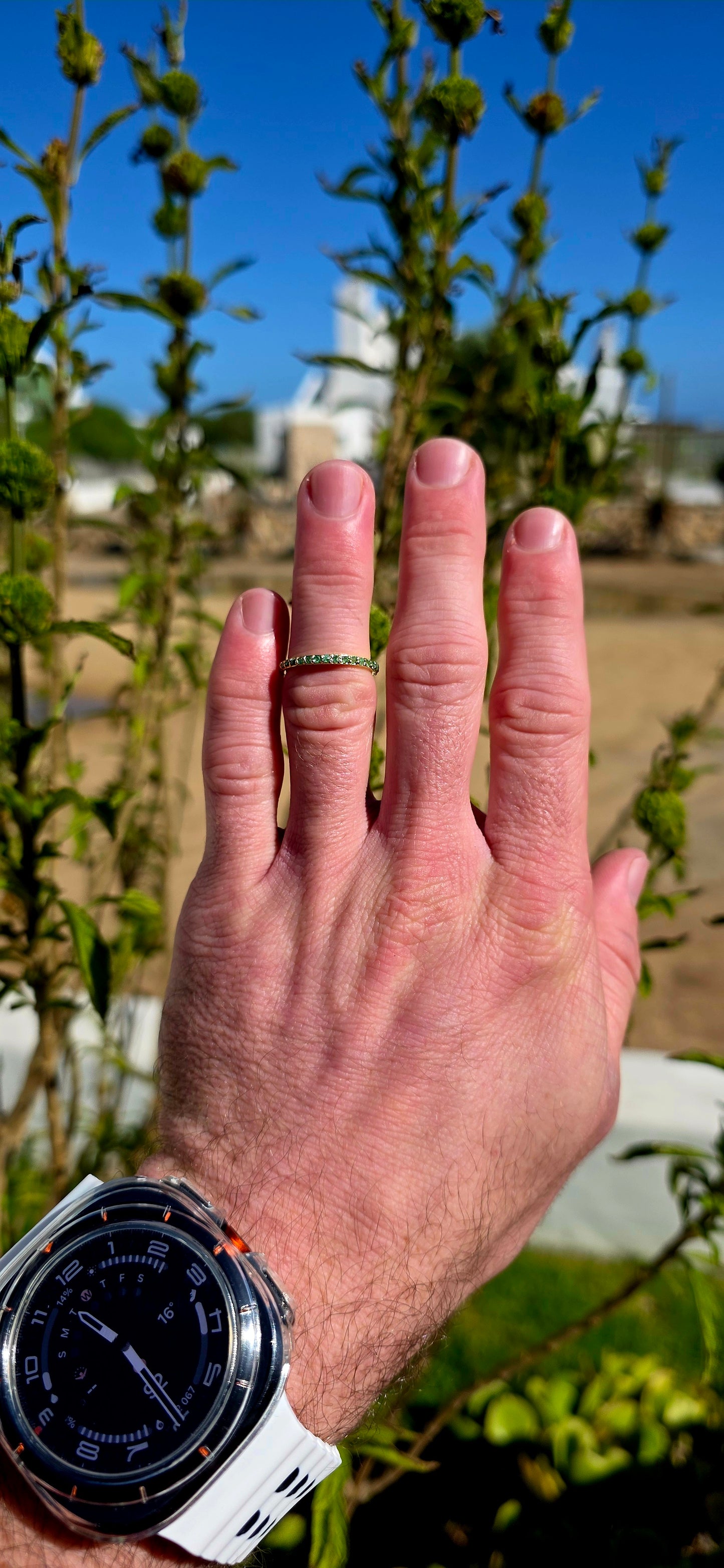 A fine and dainty full eternity stacking band, crafted in solid sterling silver and finished with a rich layer of 18ct yellow gold plating for that warm, timeless glow.