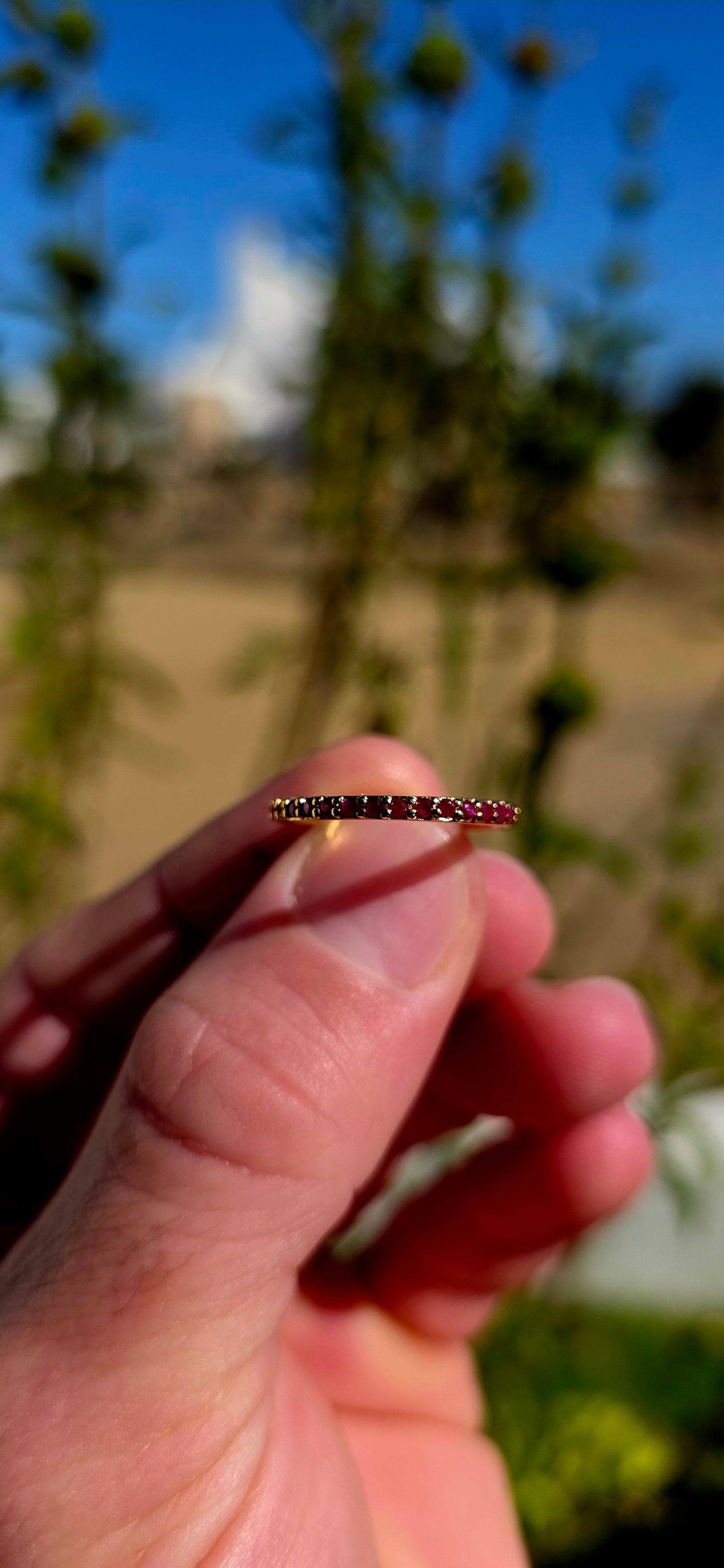 A fine and dainty full eternity stacking band, crafted in solid sterling silver and finished with a rich layer of 18ct yellow gold plating for that warm, timeless glow.