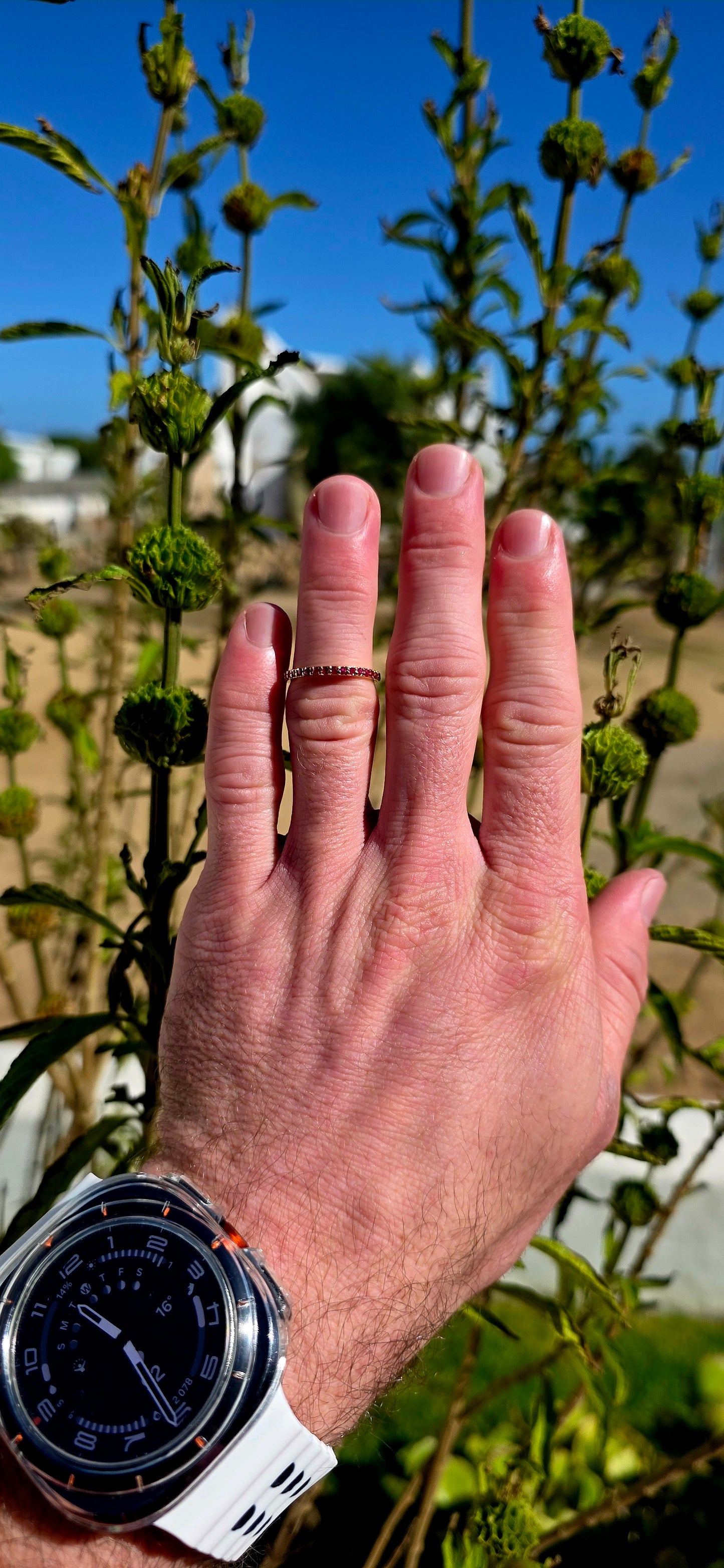 A fine and dainty full eternity stacking band, crafted in solid sterling silver and finished with a rich layer of 18ct yellow gold plating for that warm, timeless glow.