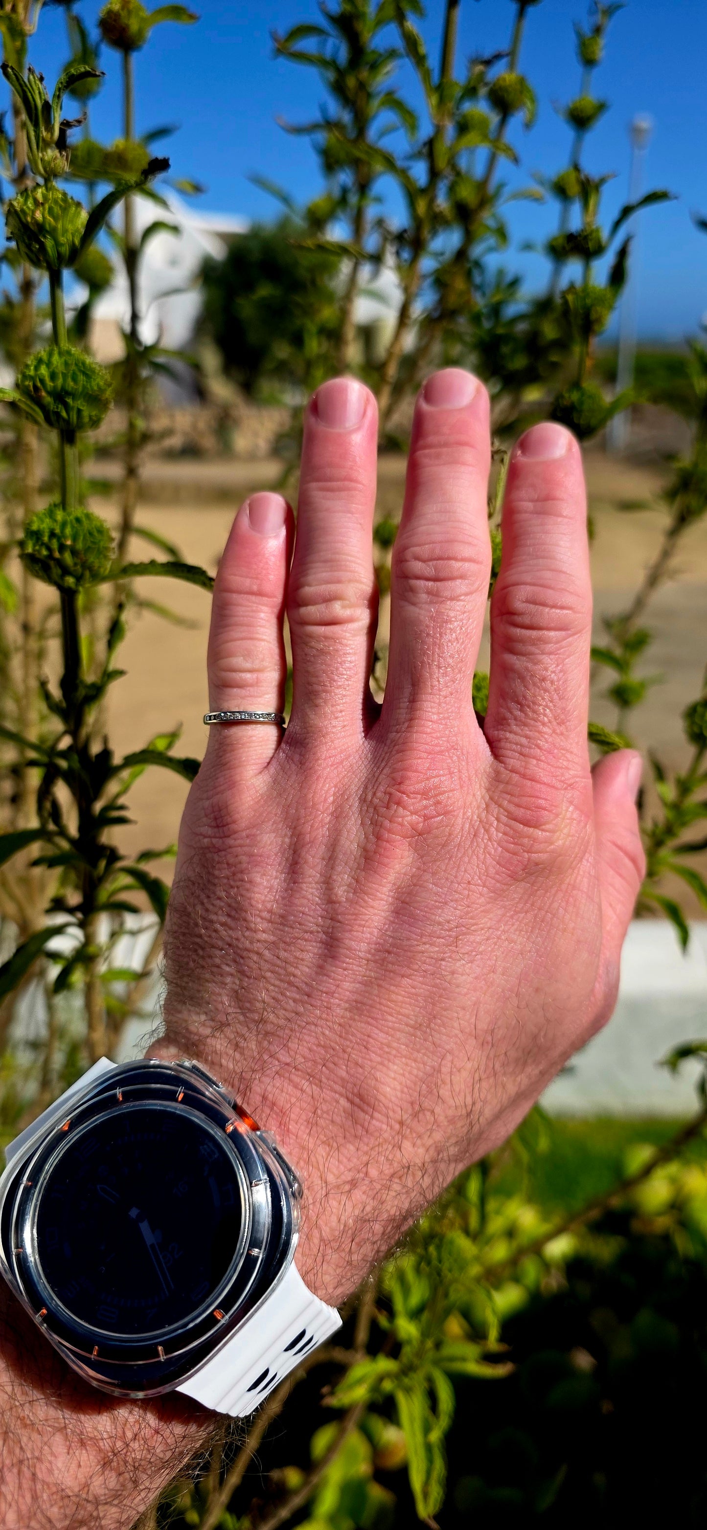 A beautifully refined 9ct white gold stacking ring, designed with a sleek, minimal profile that hugs the finger perfectly.