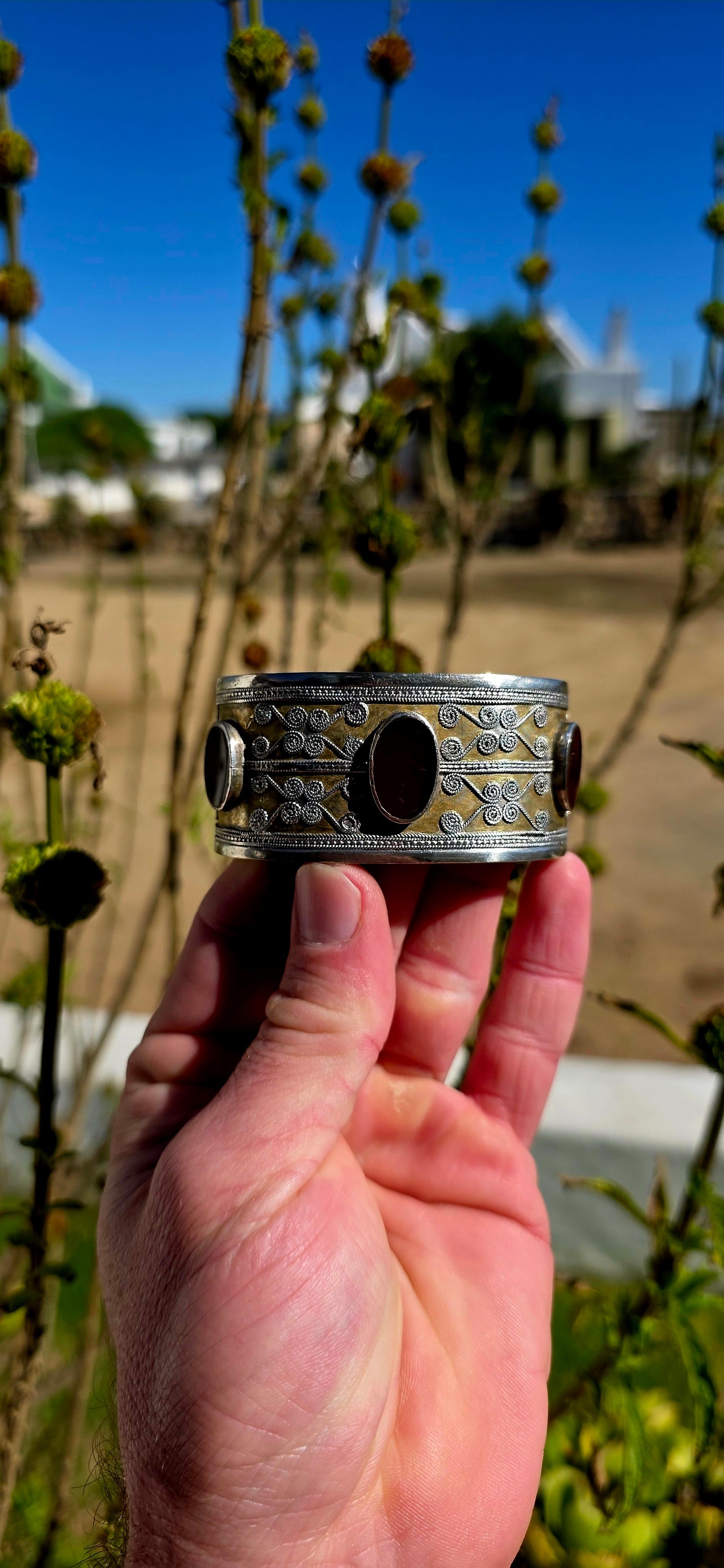 A commanding, museum-worthy example of early 20th-century nomadic jewellery, this extraordinary cuff comes from the legendary Tekke tribe of Turkmenistan (circa 1920s).