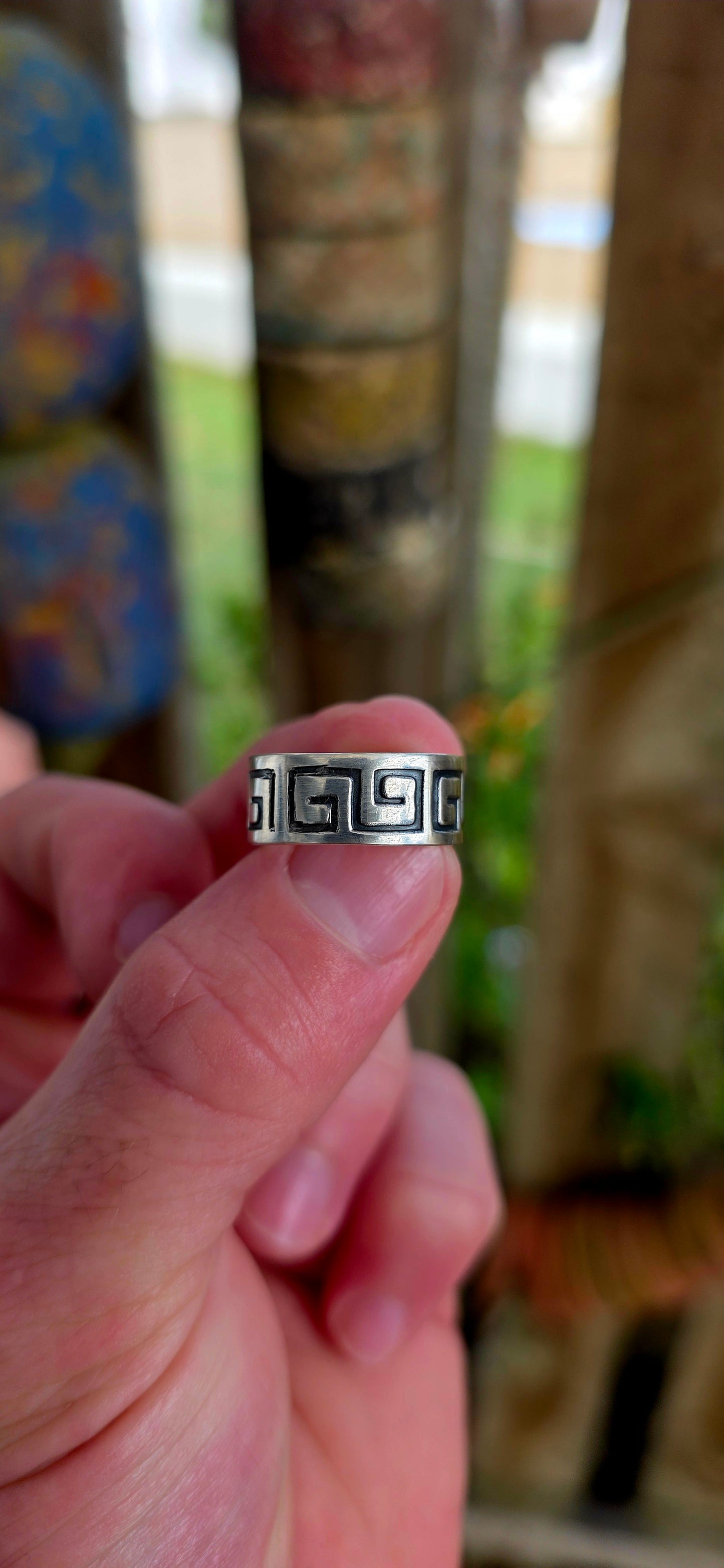 Sterling Silver Greek Key Power Band.