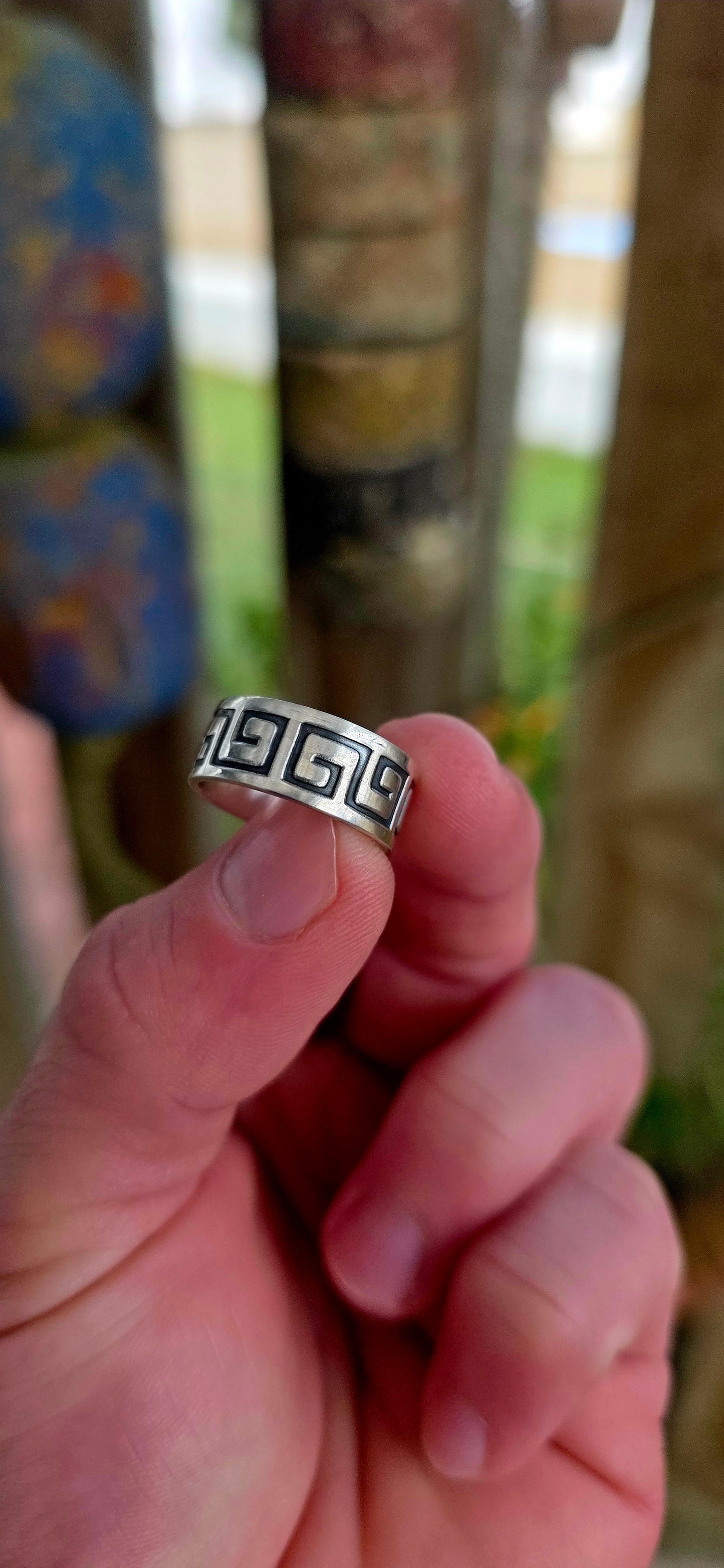 Sterling Silver Greek Key Power Band.