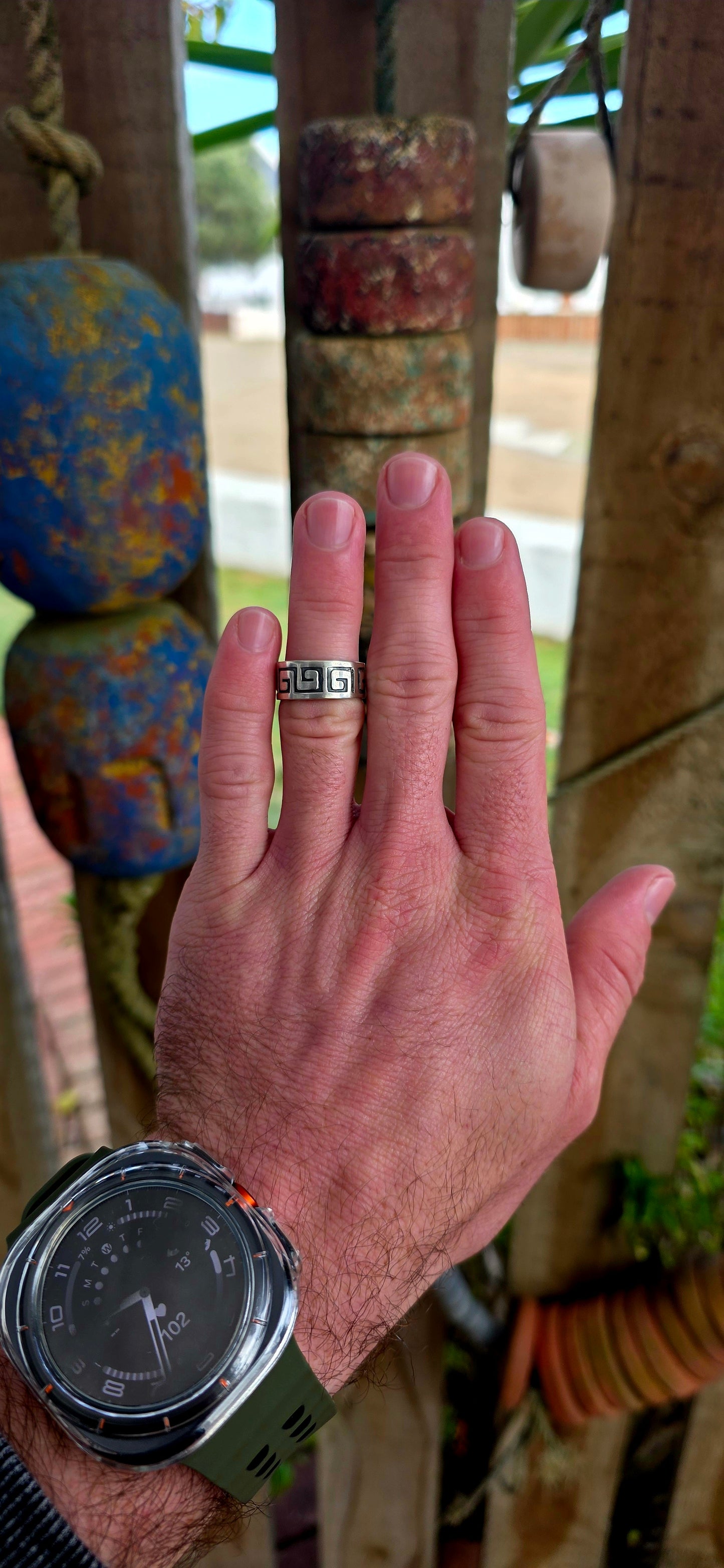 Sterling Silver Greek Key Power Band.