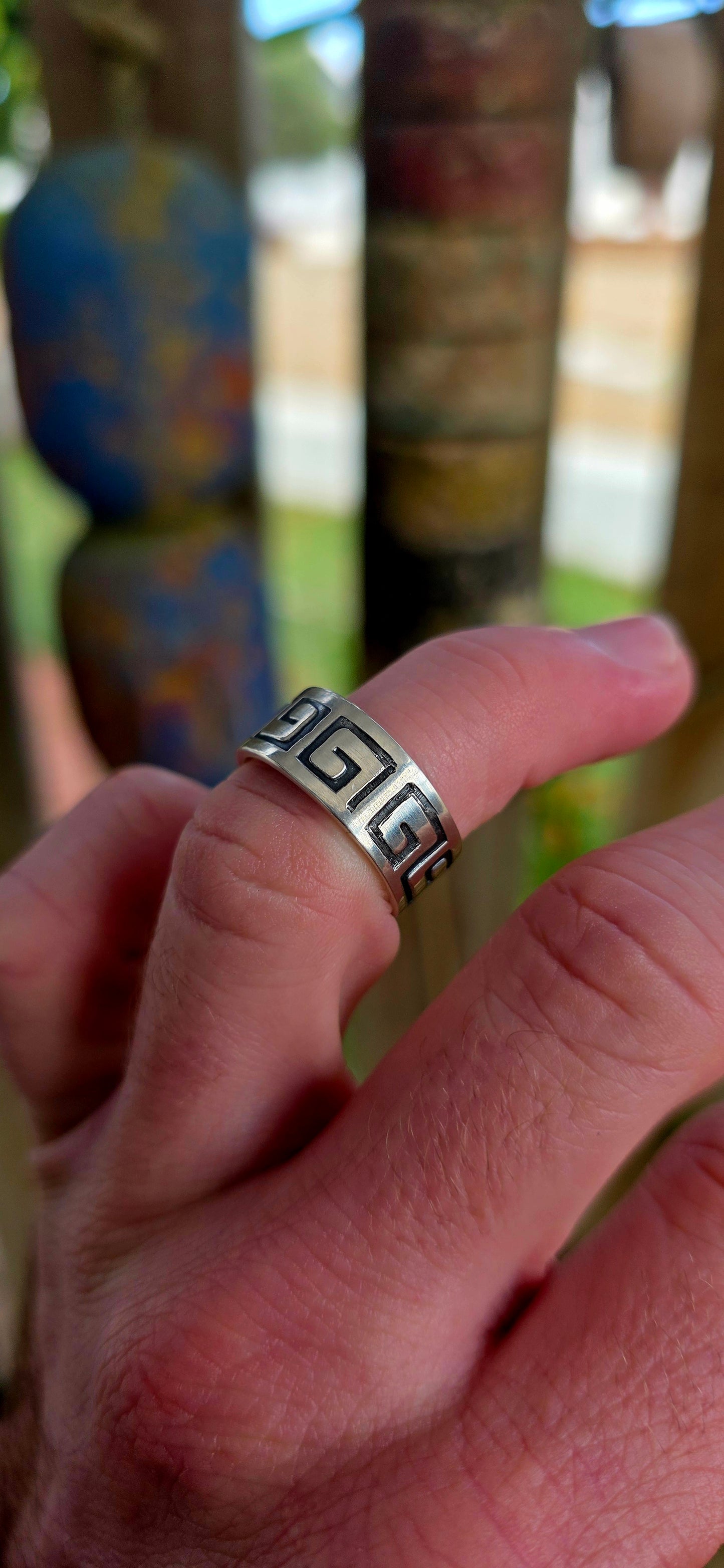 Sterling Silver Greek Key Power Band.