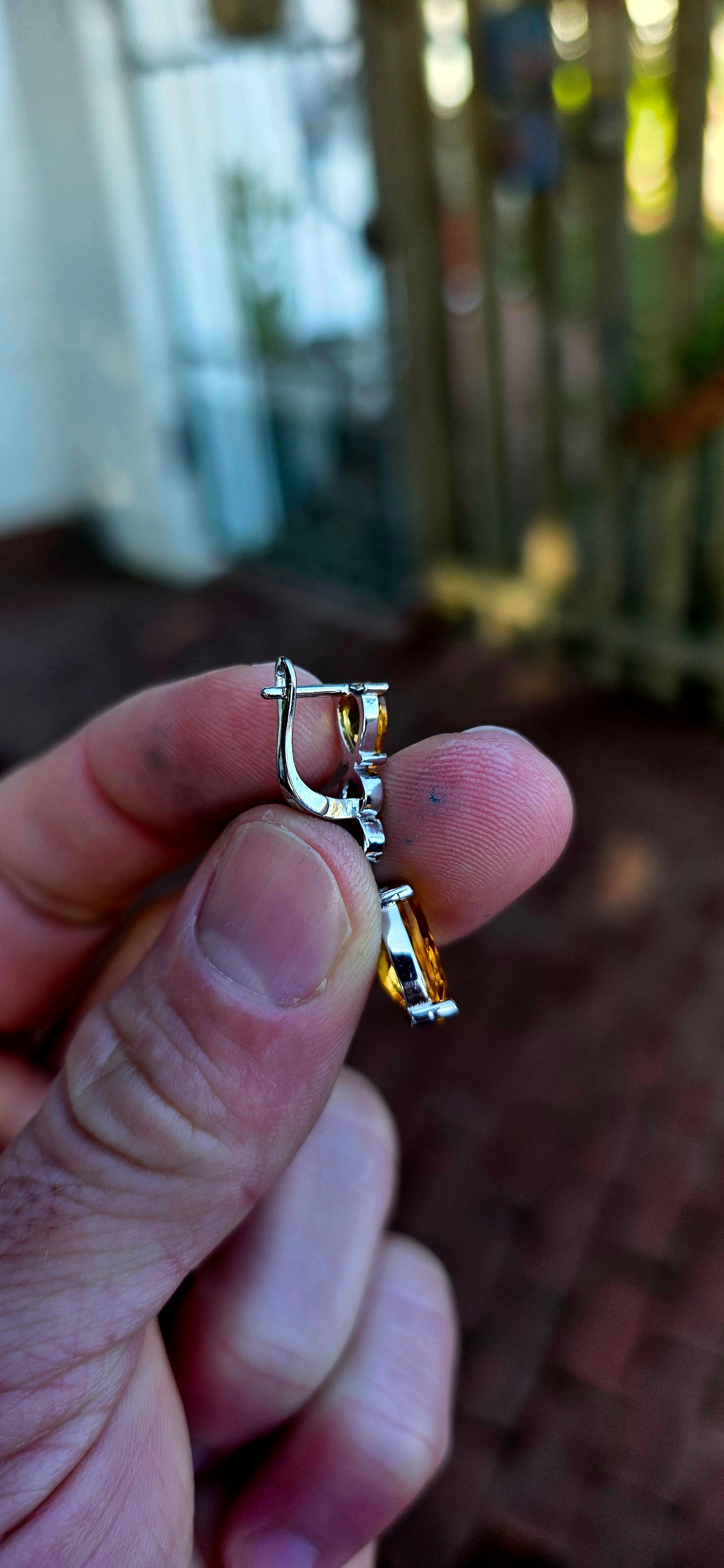 Absolutely radiant pair of sterling silver citrine drop earrings, glowing in the richest honey-golden tones.