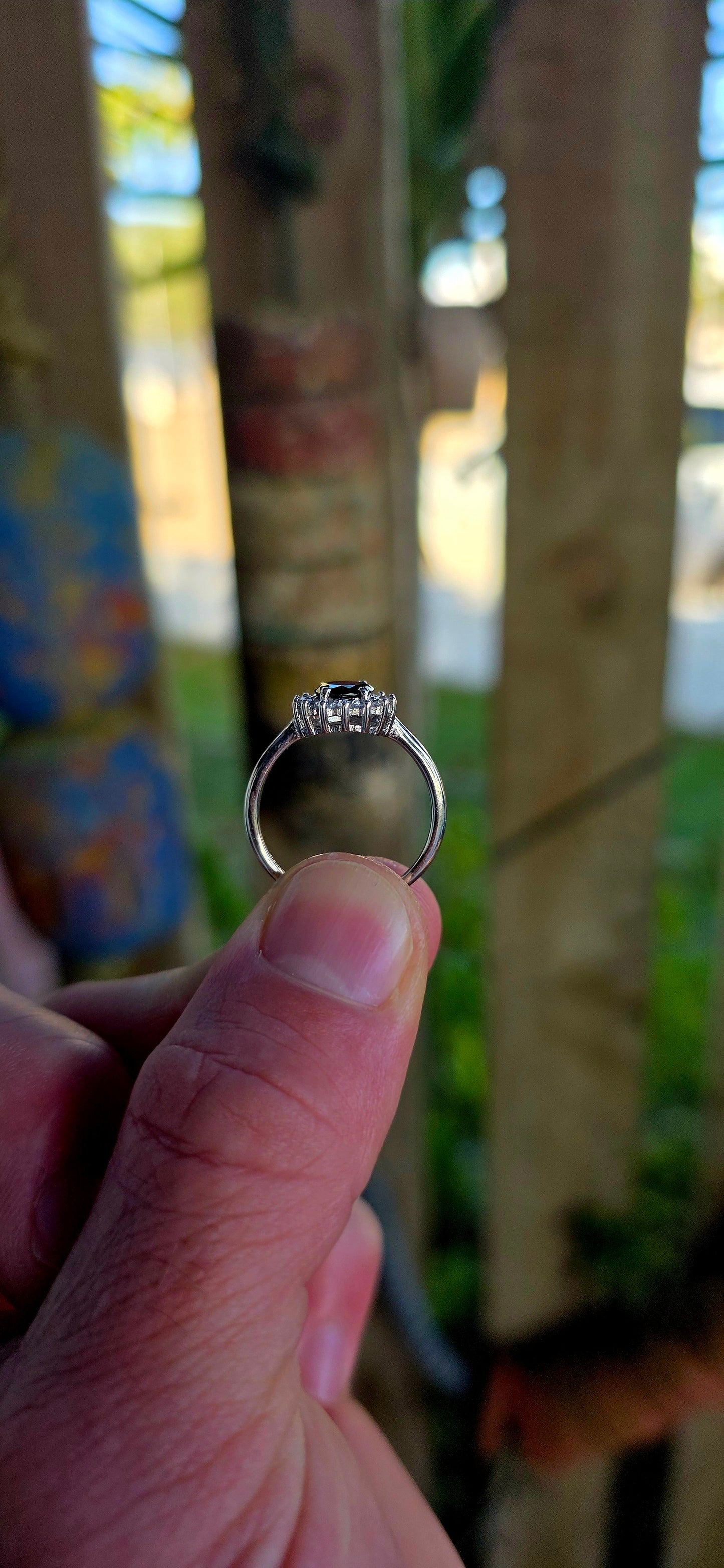 Striking sterling silver statement ring featuring a richly faceted round-cut black diamond of approximately 1ct, resting proudly in a classic prong setting.
