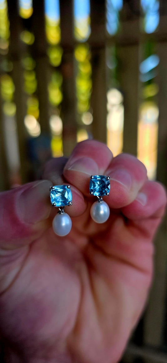 These playful yet elegant sterling silver drop earrings are such a dreamy combination of sparkle and softness.