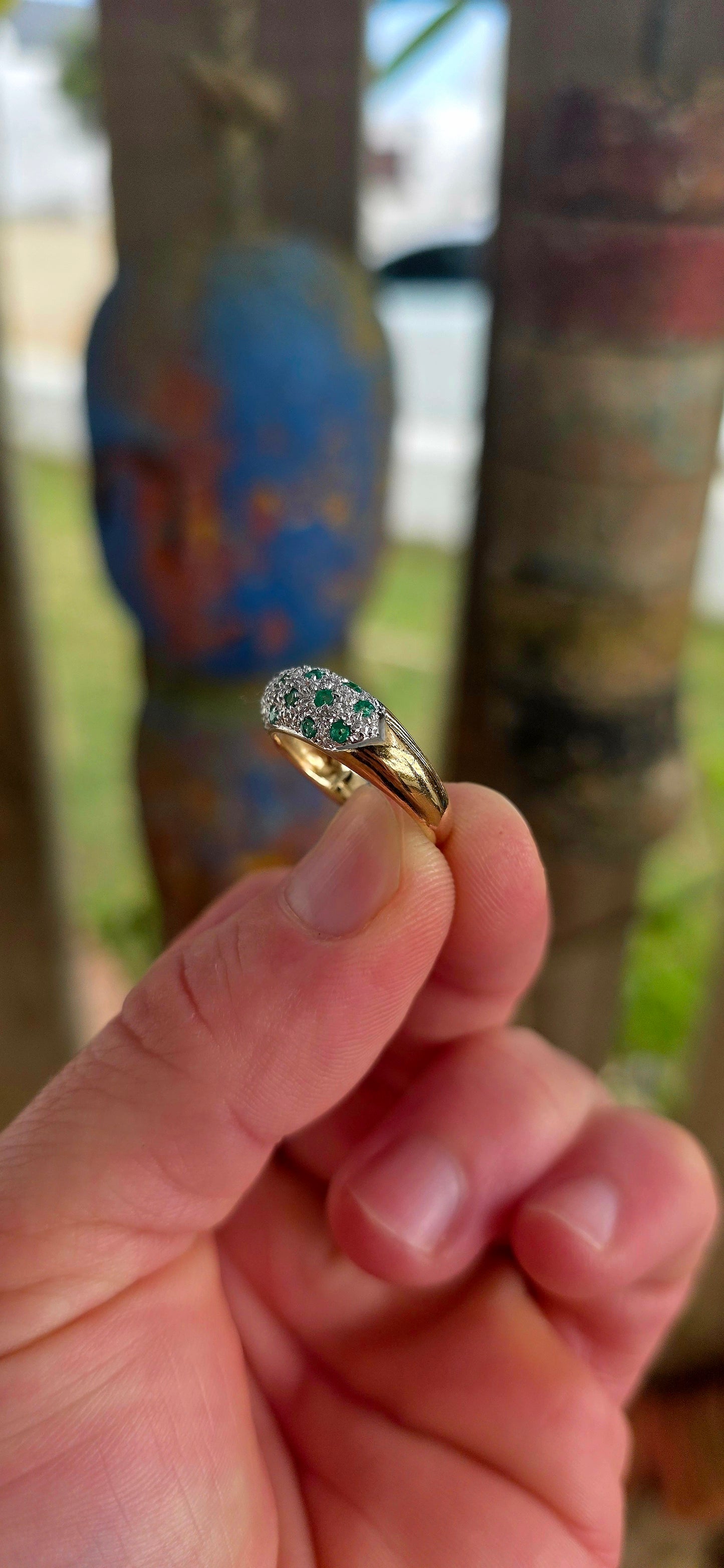 Gorgeous, celestial, and luxurious… this sterling silver and 18ct yellow gold plated dome ring feels like a miniature galaxy wrapped around the finger .