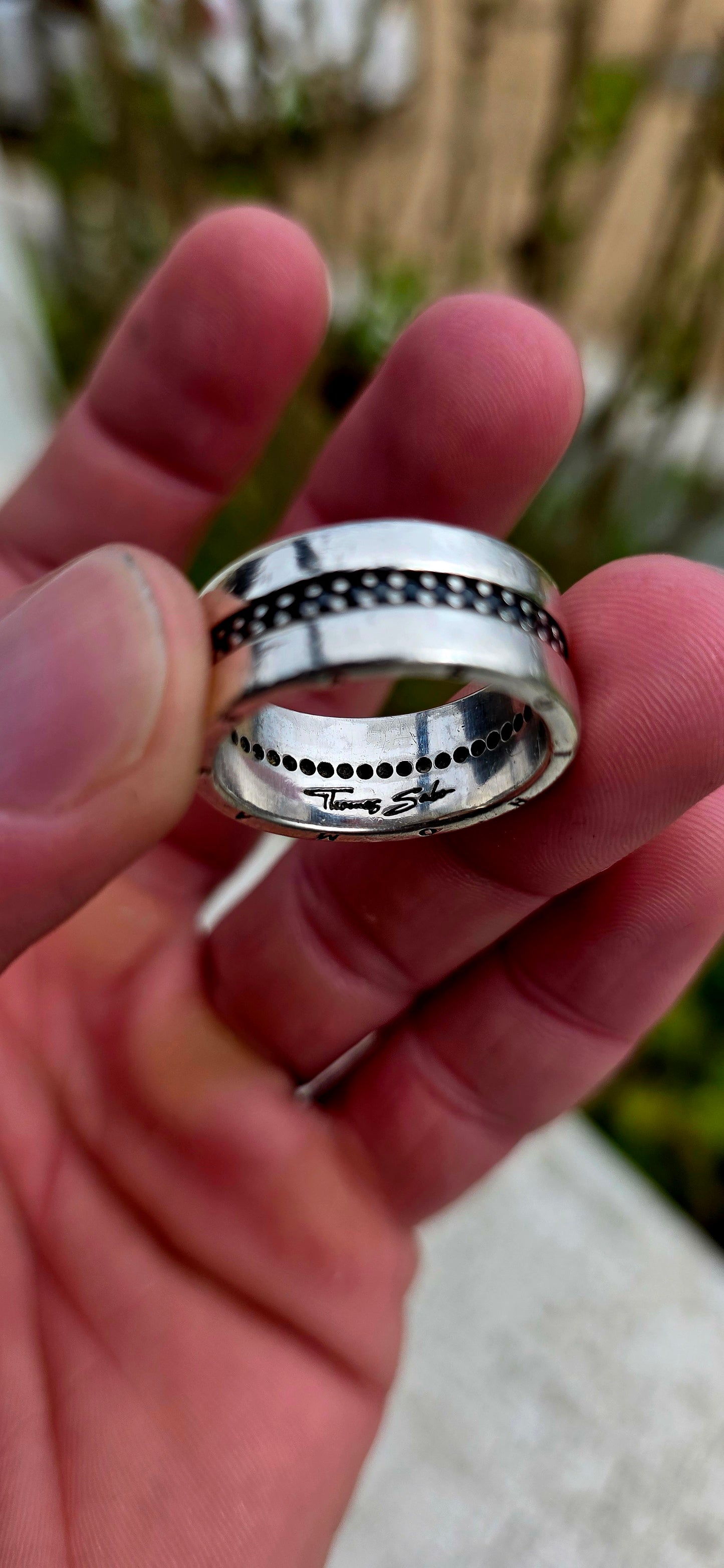Bold, weighty, and unmistakably masculine — this striking vintage designer ring by Thomas Sabo perfectly captures the brand's signature rock-and-roll luxury aesthetic.