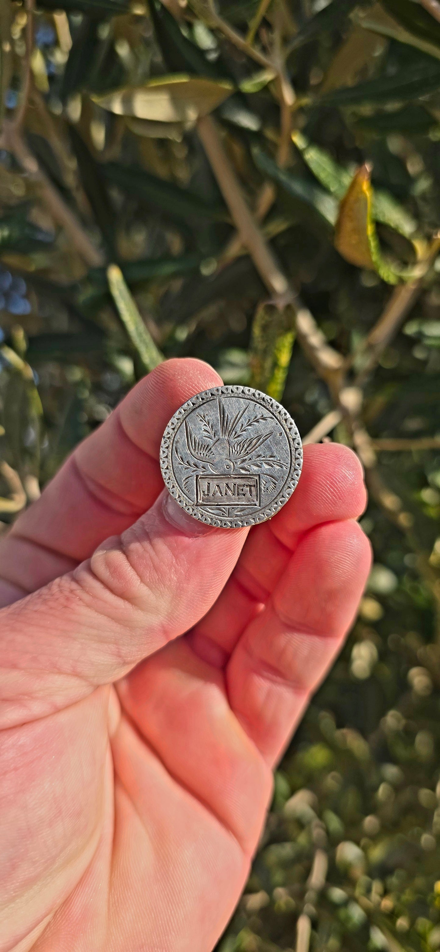 A wonderfully sentimental survivor from the Victorian era, this antique sweetheart brooch was lovingly handcrafted from an authentic American silver coin dated 1858.