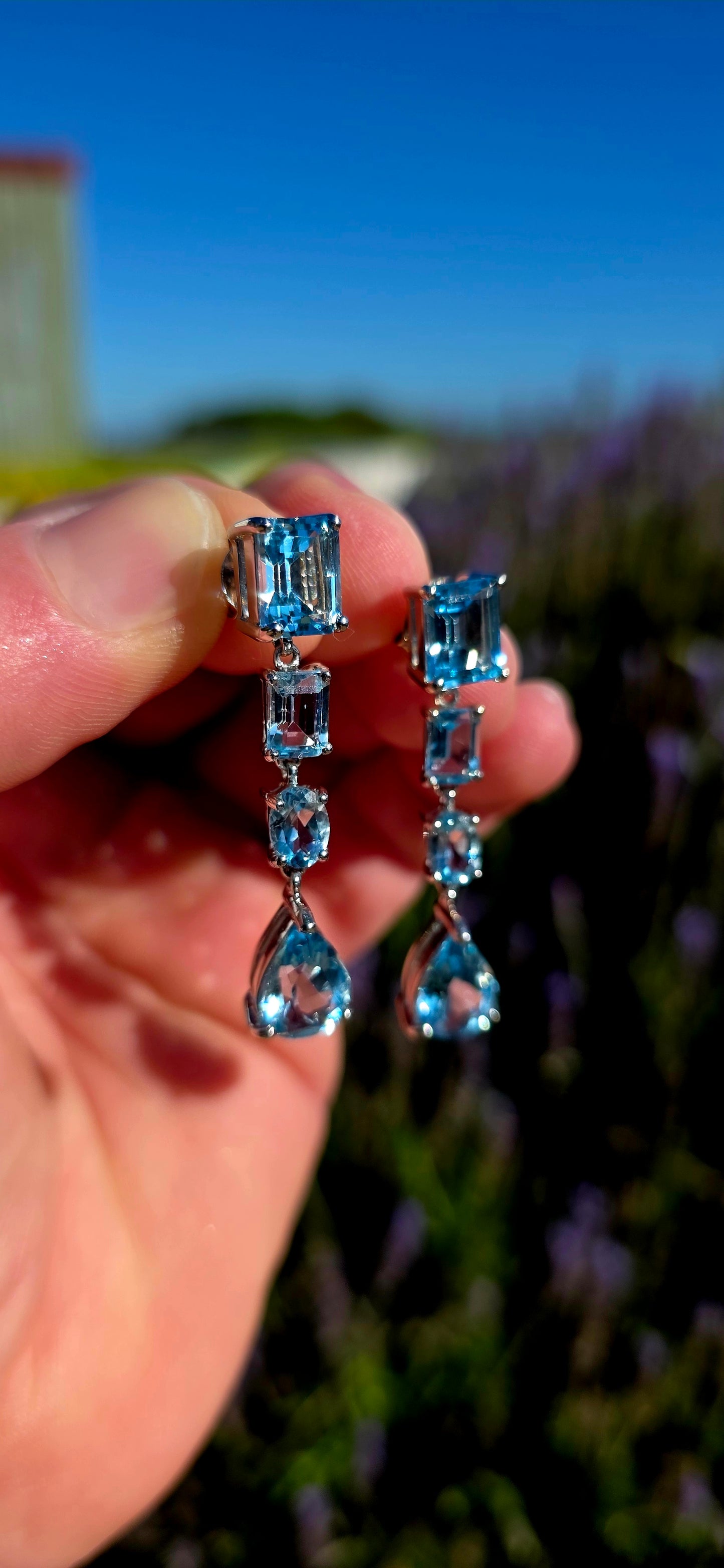 Cool, crisp, and effortlessly sophisticated... like tiny drops of a perfect summer sky.Sky Blue Topaz Drop Earrings.