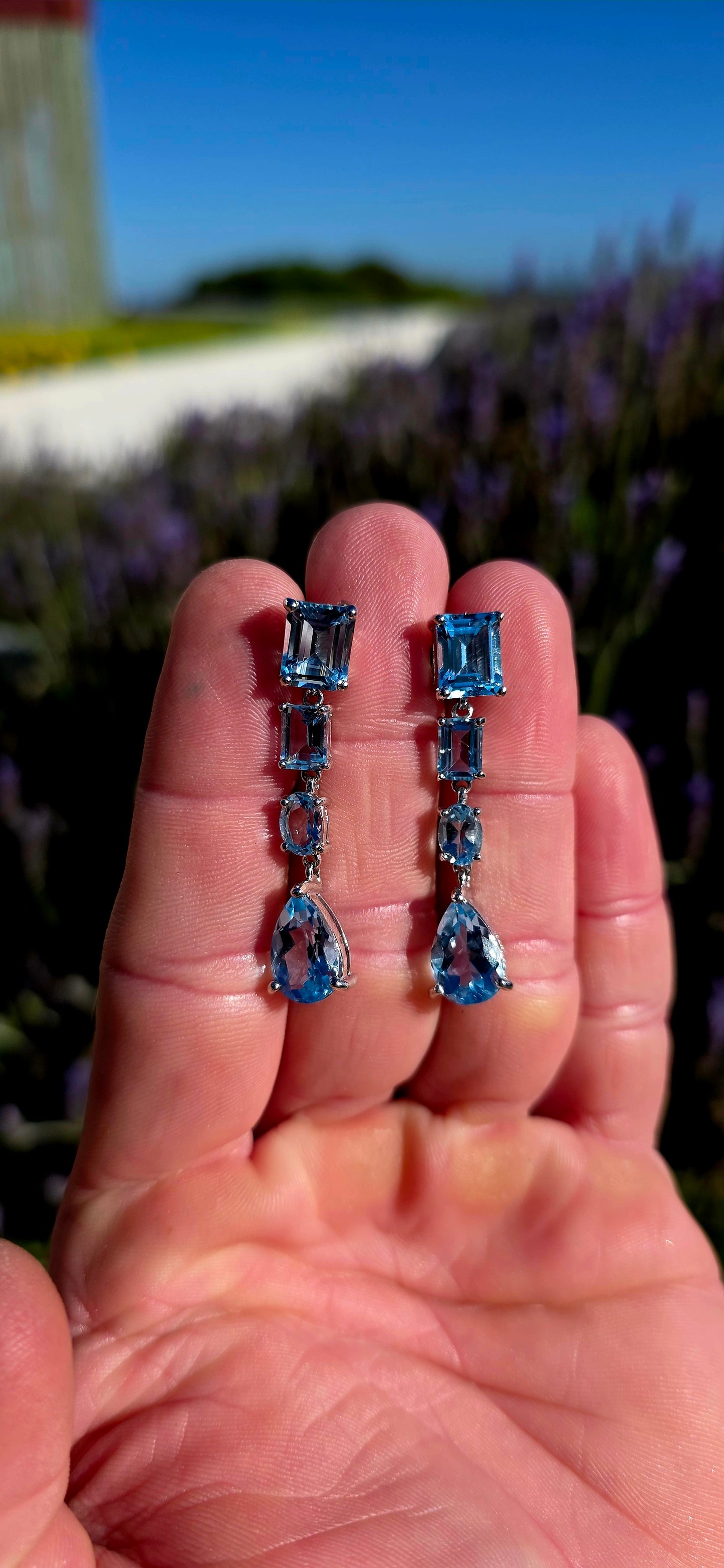 Cool, crisp, and effortlessly sophisticated... like tiny drops of a perfect summer sky.Sky Blue Topaz Drop Earrings.