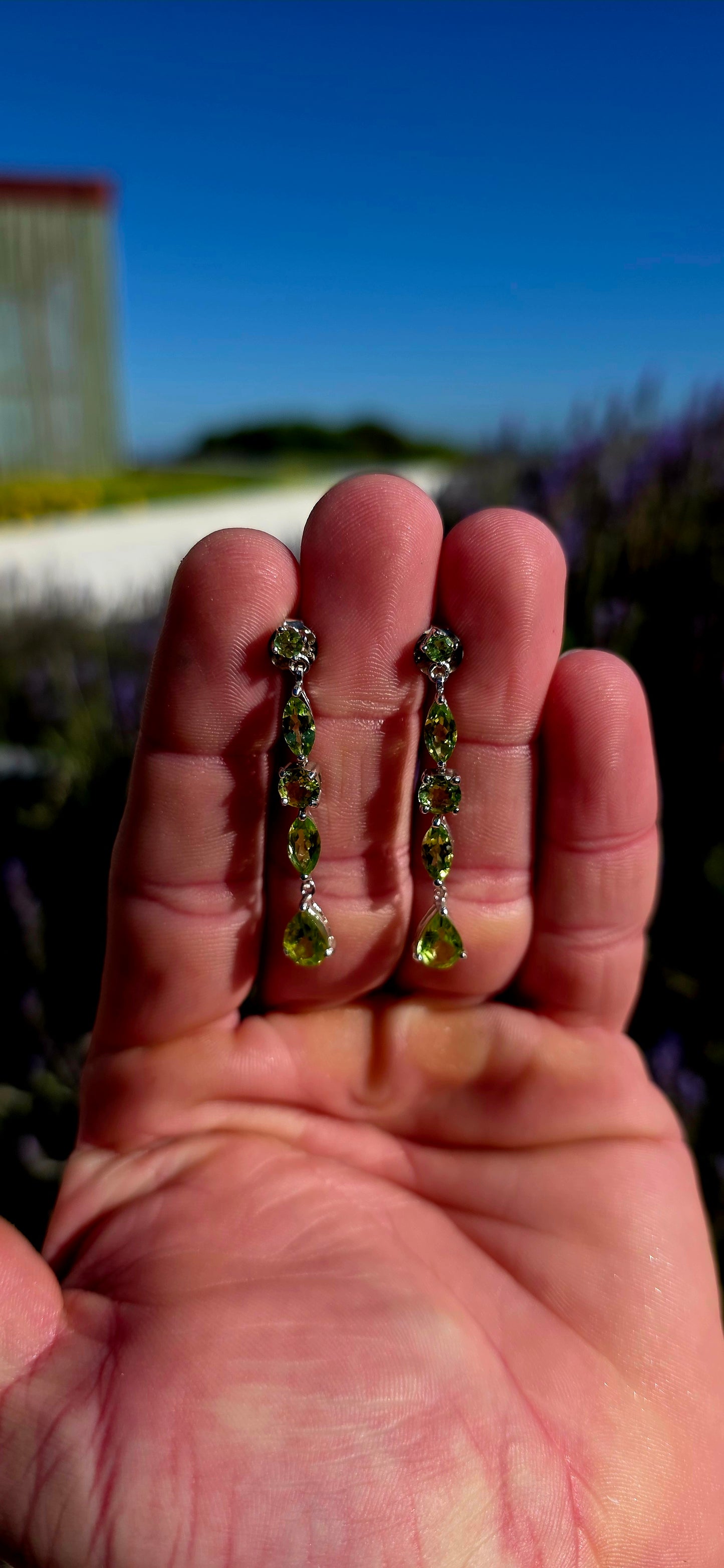 Fresh, vibrant, and full of sparkle... these beautiful sterling silver drop earrings capture the joyful colours of springtime in gemstone form.