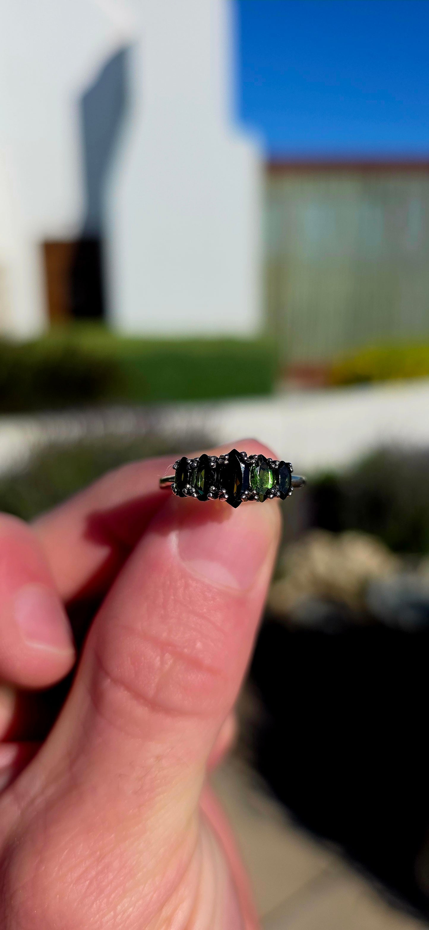 Mysterious, regal, and wonderfully dramatic , Chrome Tourmaline Gothic Ring.