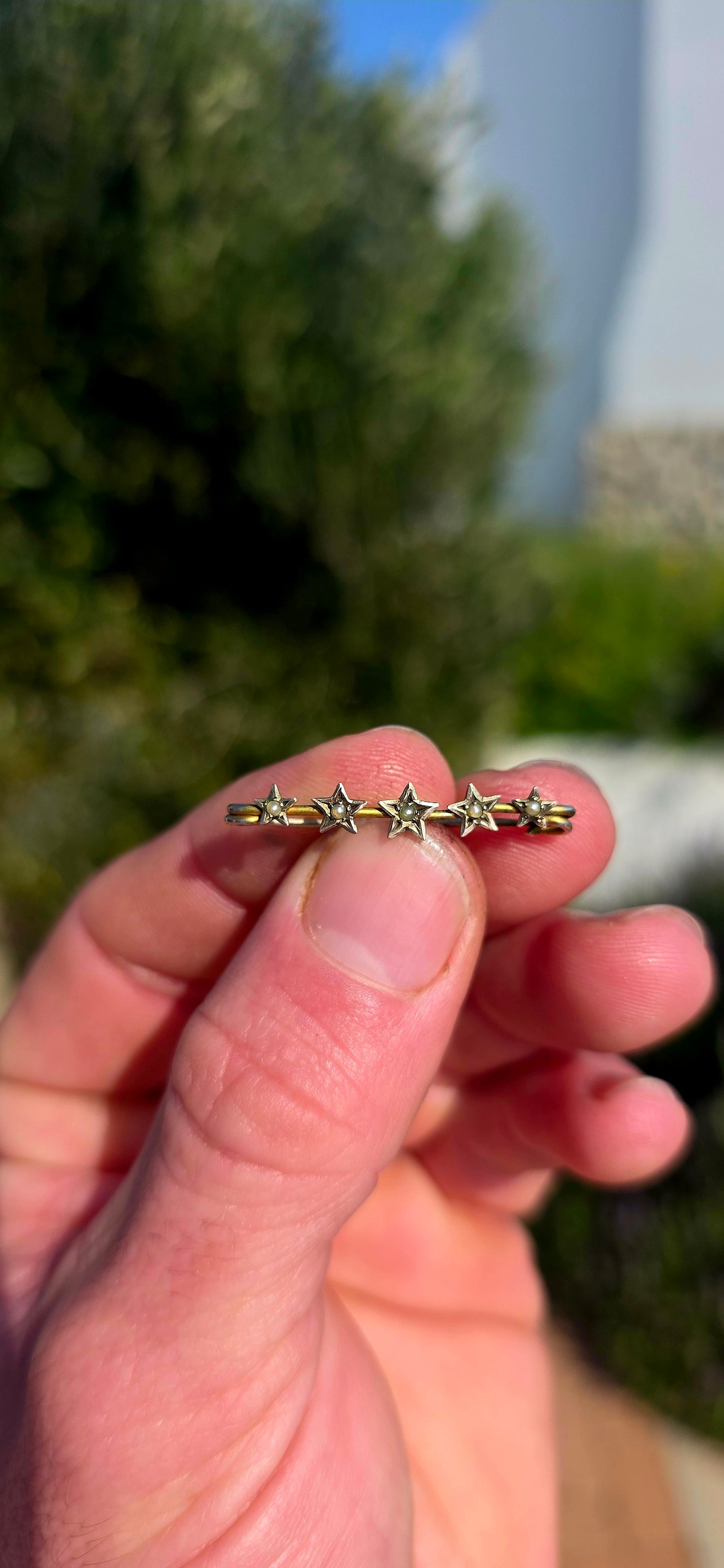 Delicate, celestial and elegant... this beautiful Victorian bar brooch is a wonderful example of the era's love for symbolism and craftsmanship.