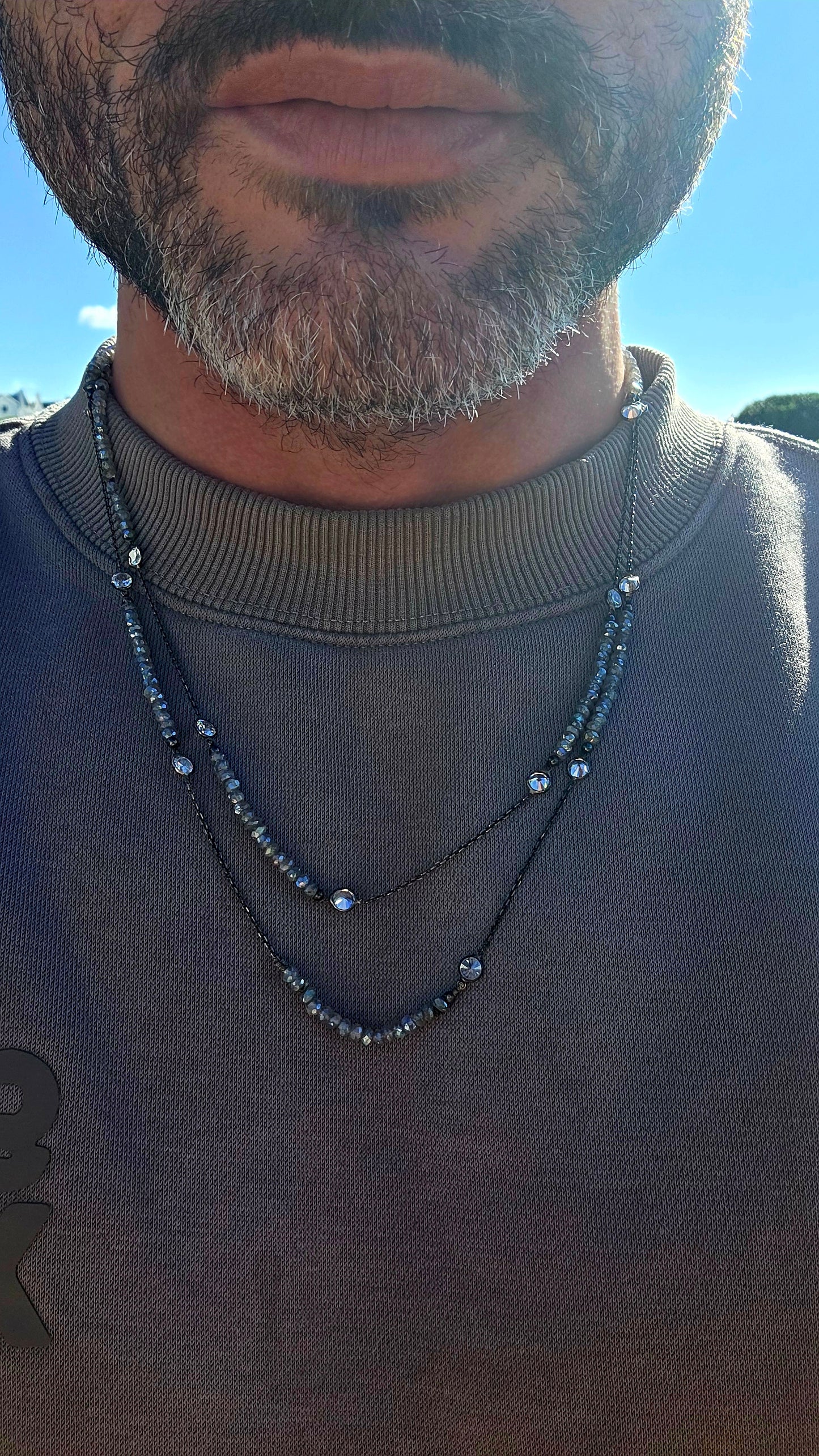 Elegant, understated and sophisticated... this extra-long handcrafted necklace is one of those pieces that sparkles with every movement while allowing the natural beauty of the gemstones to take centre stage.