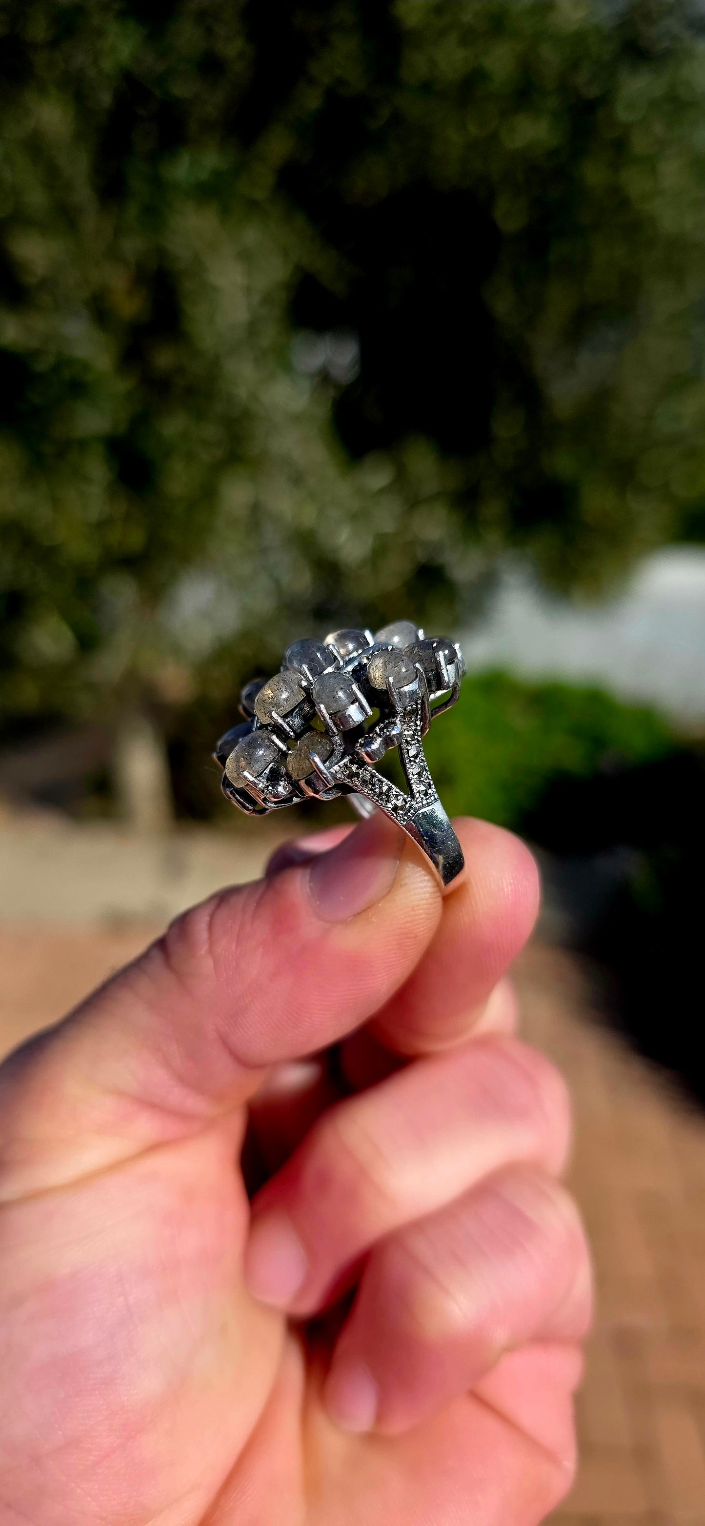 This breathtaking sterling silver statement ring is a celebration of nature's most magical gemstone — spectacular labradorite!