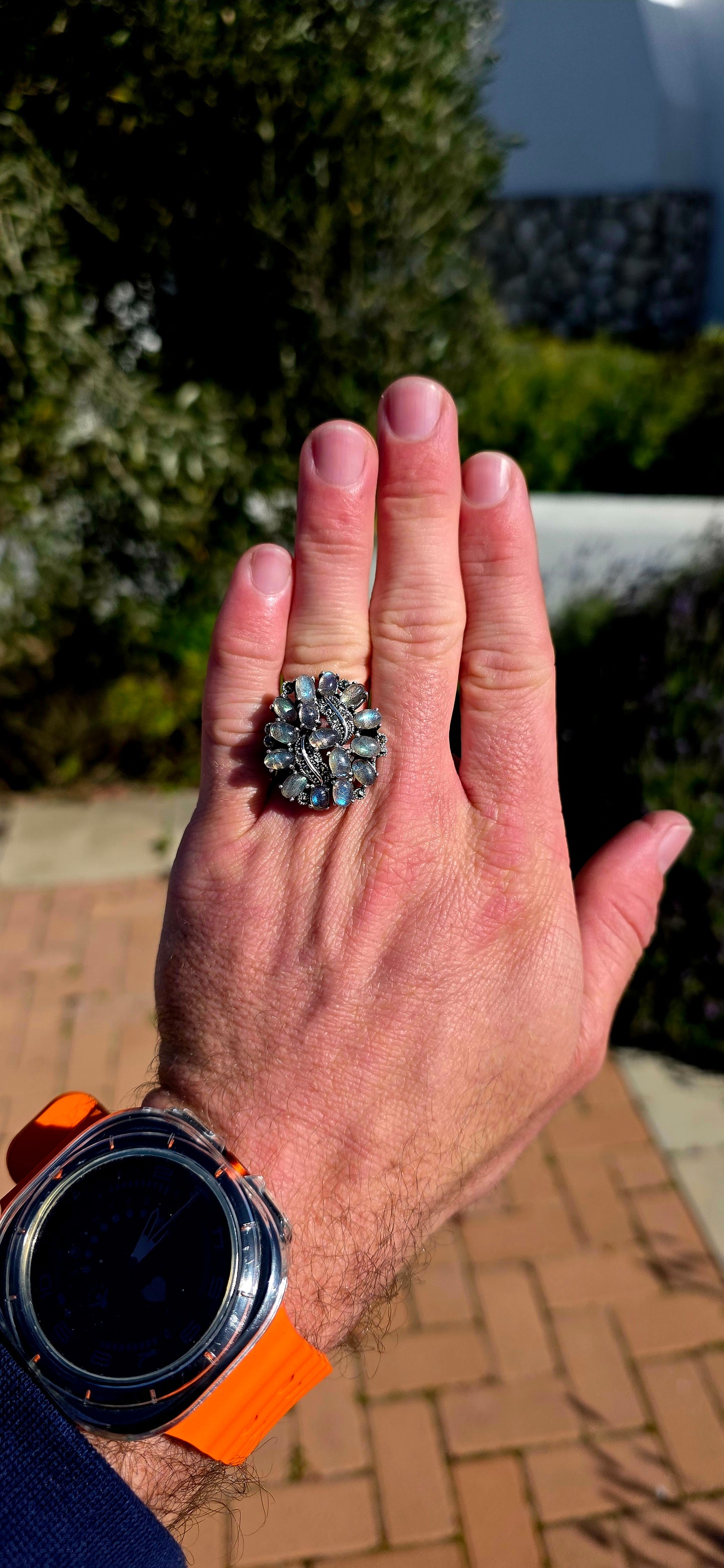 This breathtaking sterling silver statement ring is a celebration of nature's most magical gemstone — spectacular labradorite!